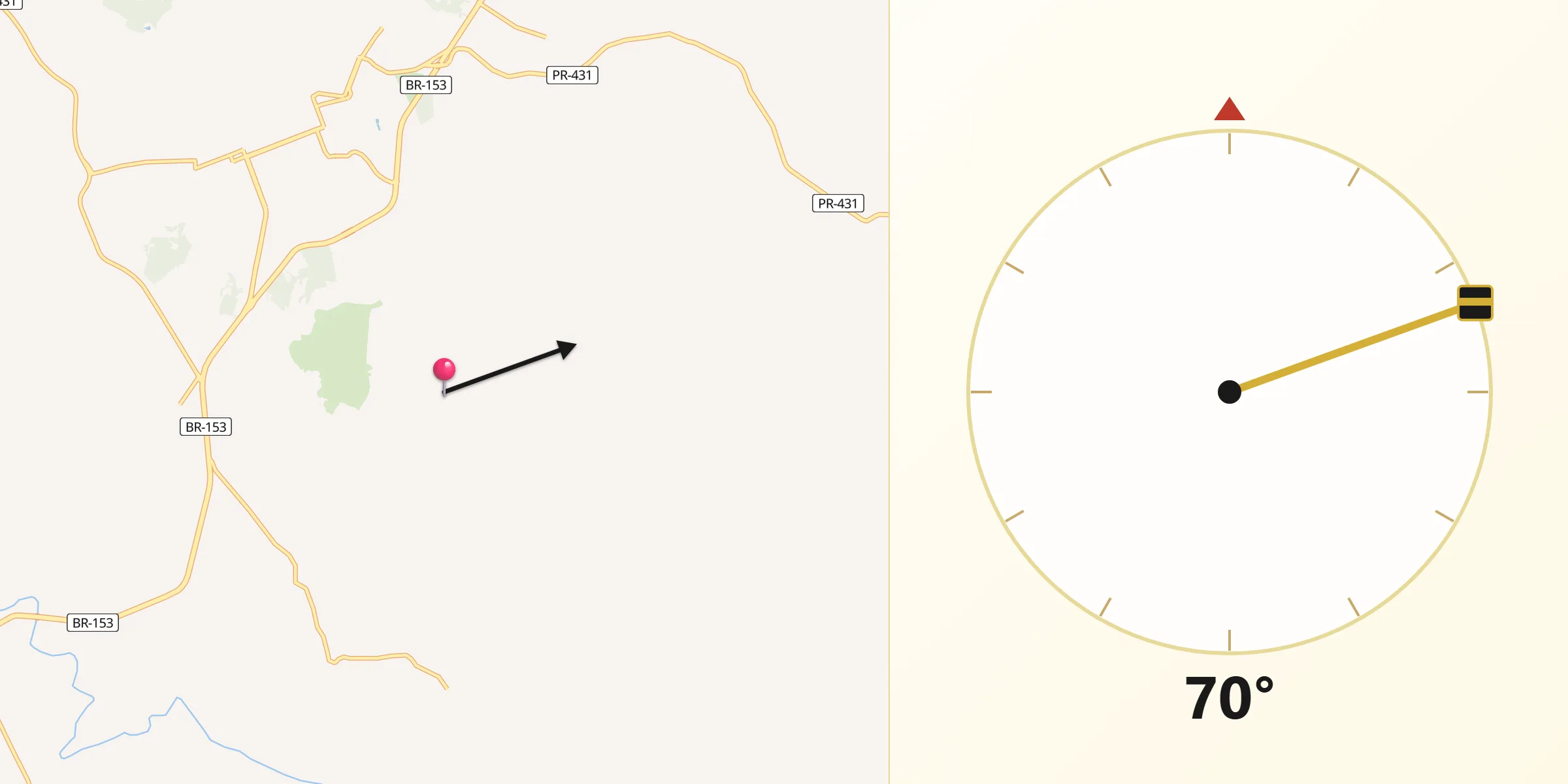 Direção da Qibla a partir de Jacarezinho