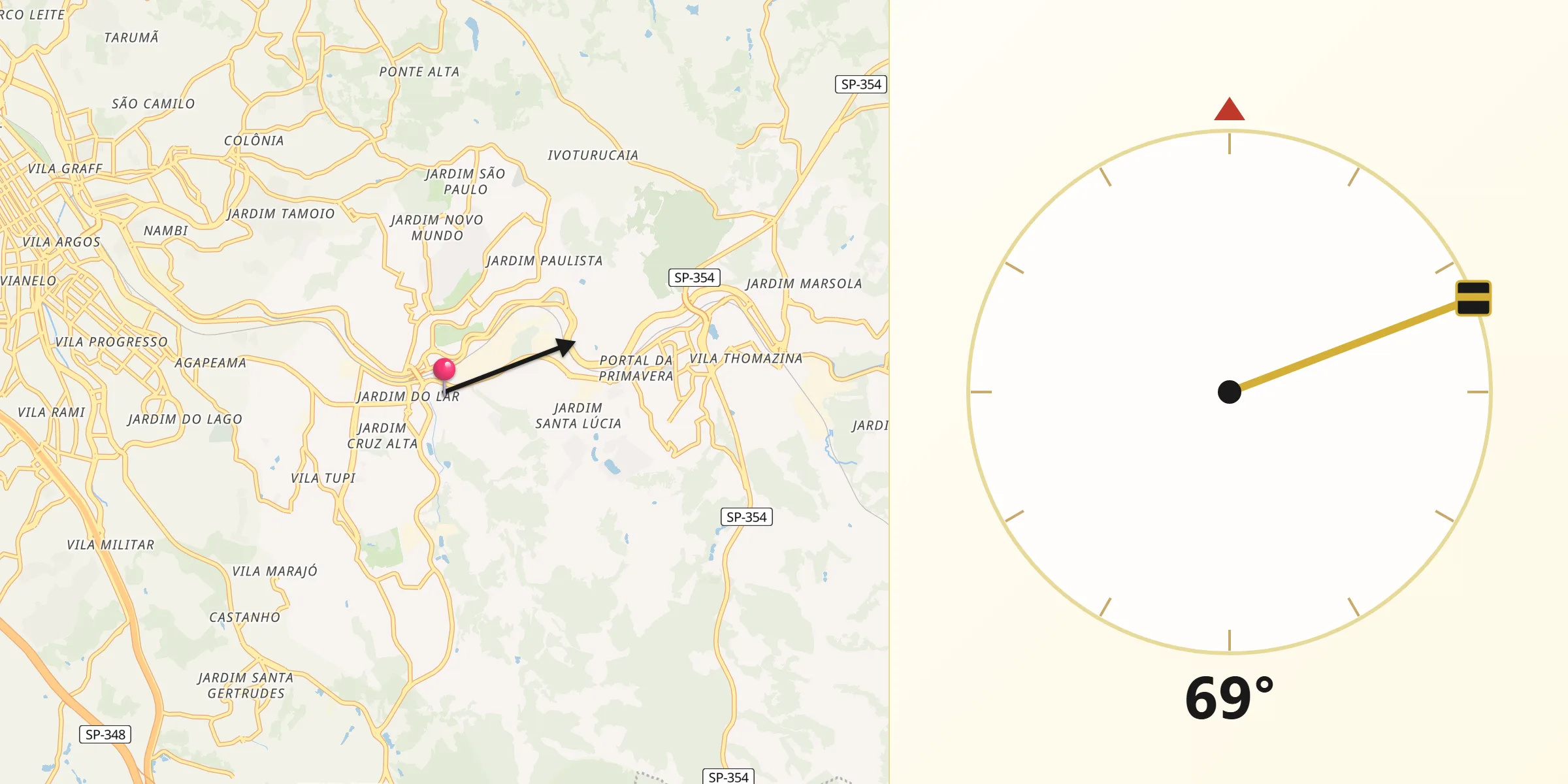 Direção da Qibla a partir de Várzea Paulista