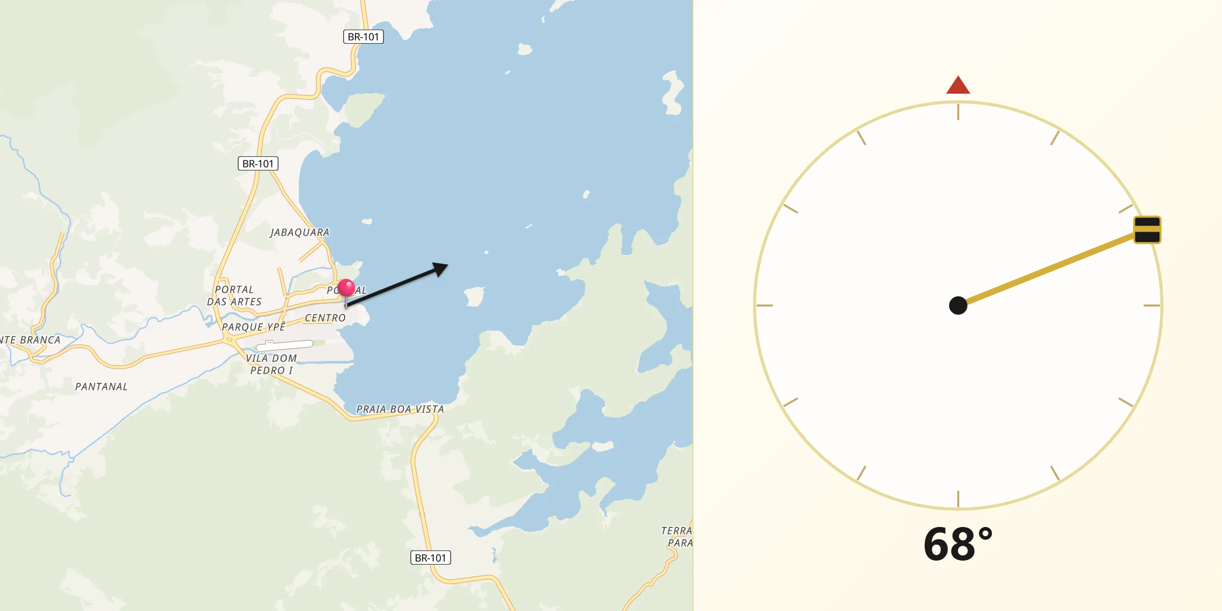 Direção da Qibla a partir de Paraty