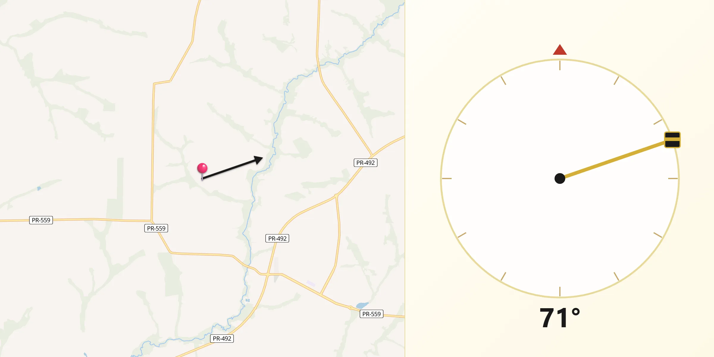 Direção da Qibla a partir de Paraíso do Norte