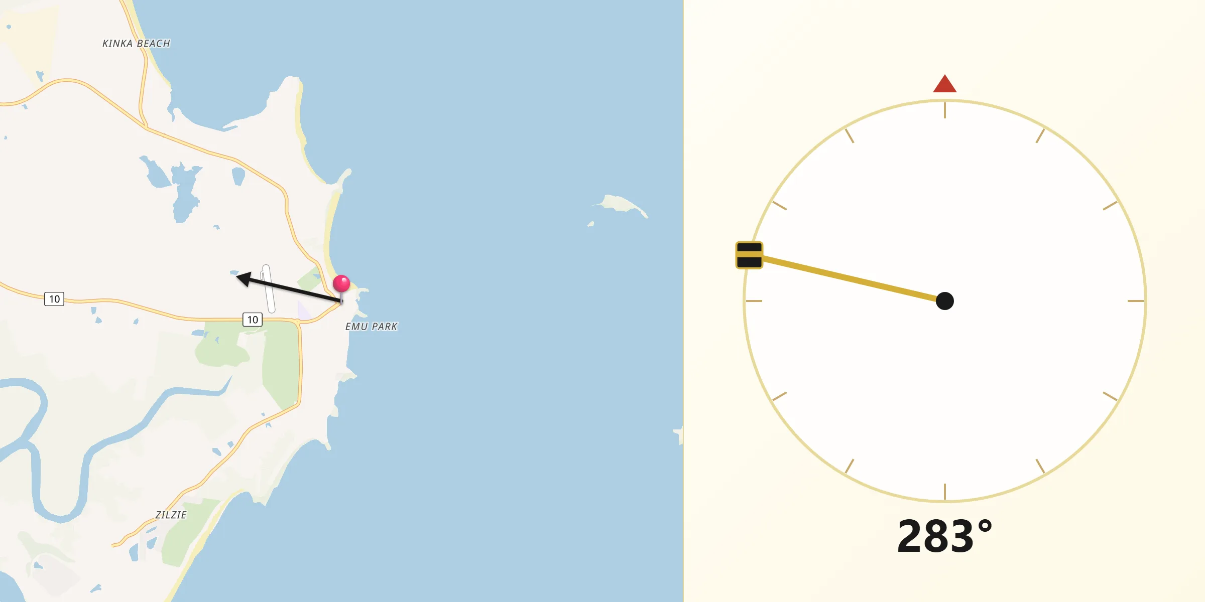 Qibla Direction from Emu Park