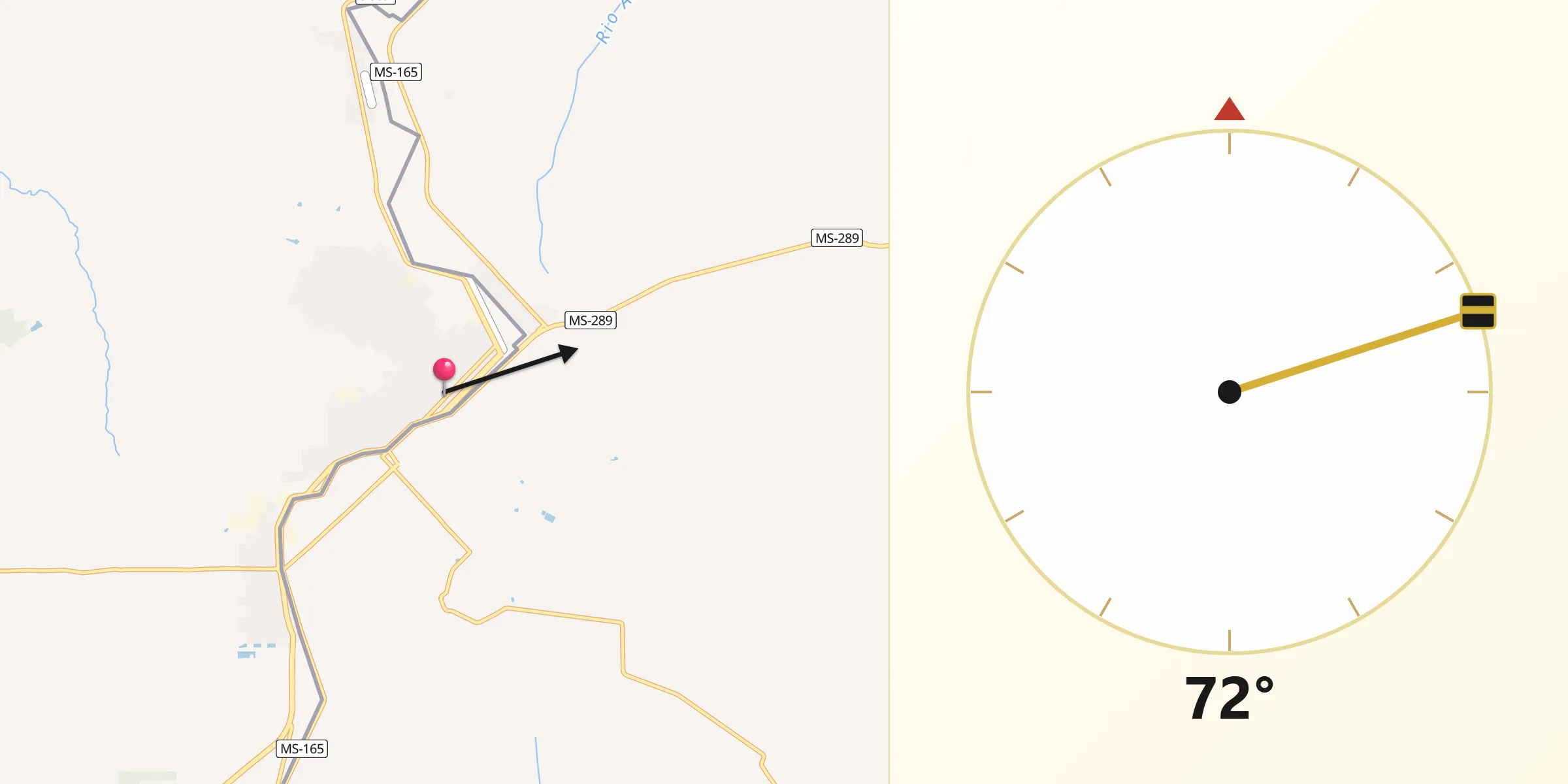 Dirección de la Qibla desde Capitán Bado