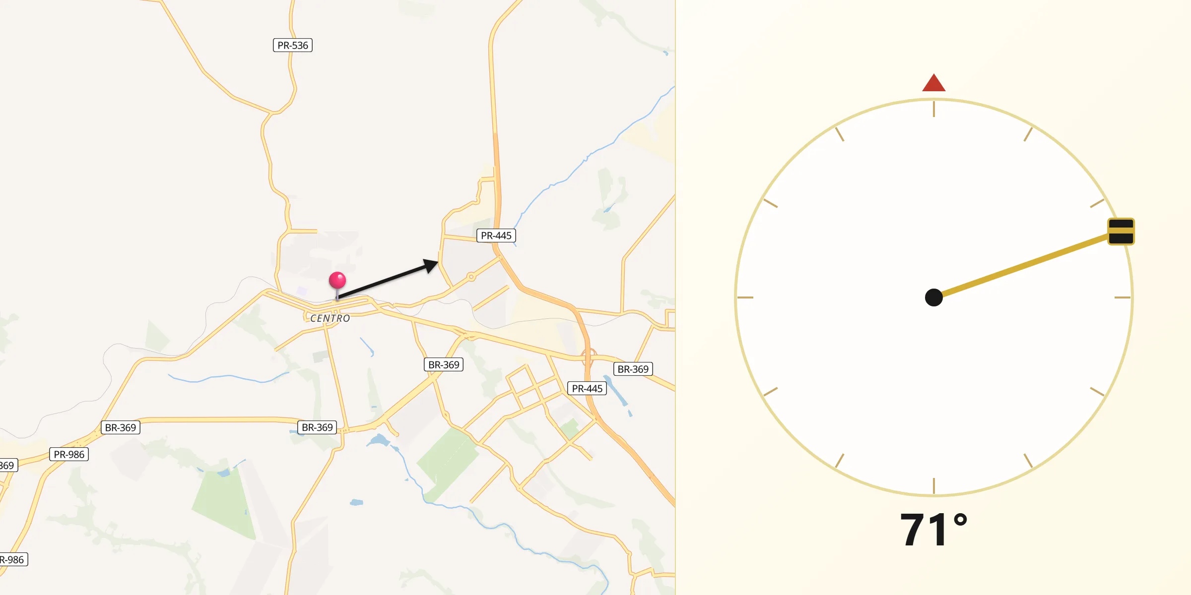 Direção da Qibla a partir de Cambé