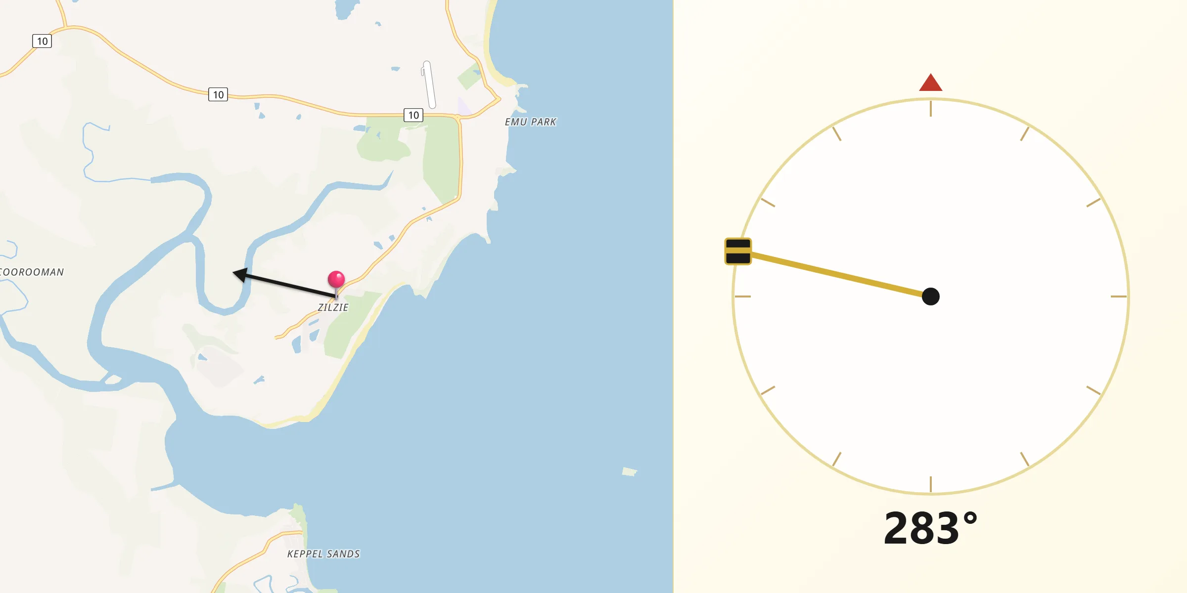Qibla Direction from Zilzie