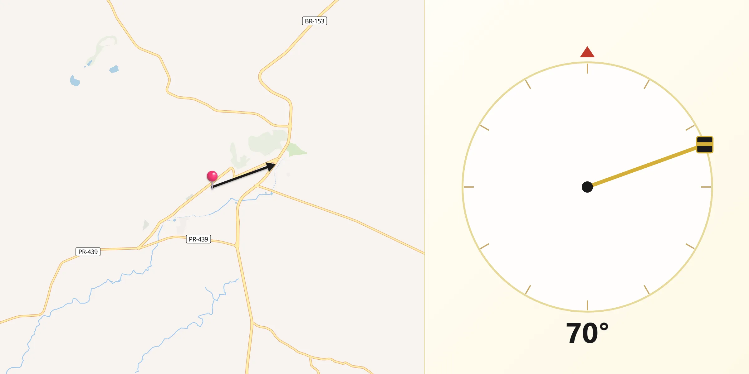 Direção da Qibla a partir de Santo Antônio da Platina
