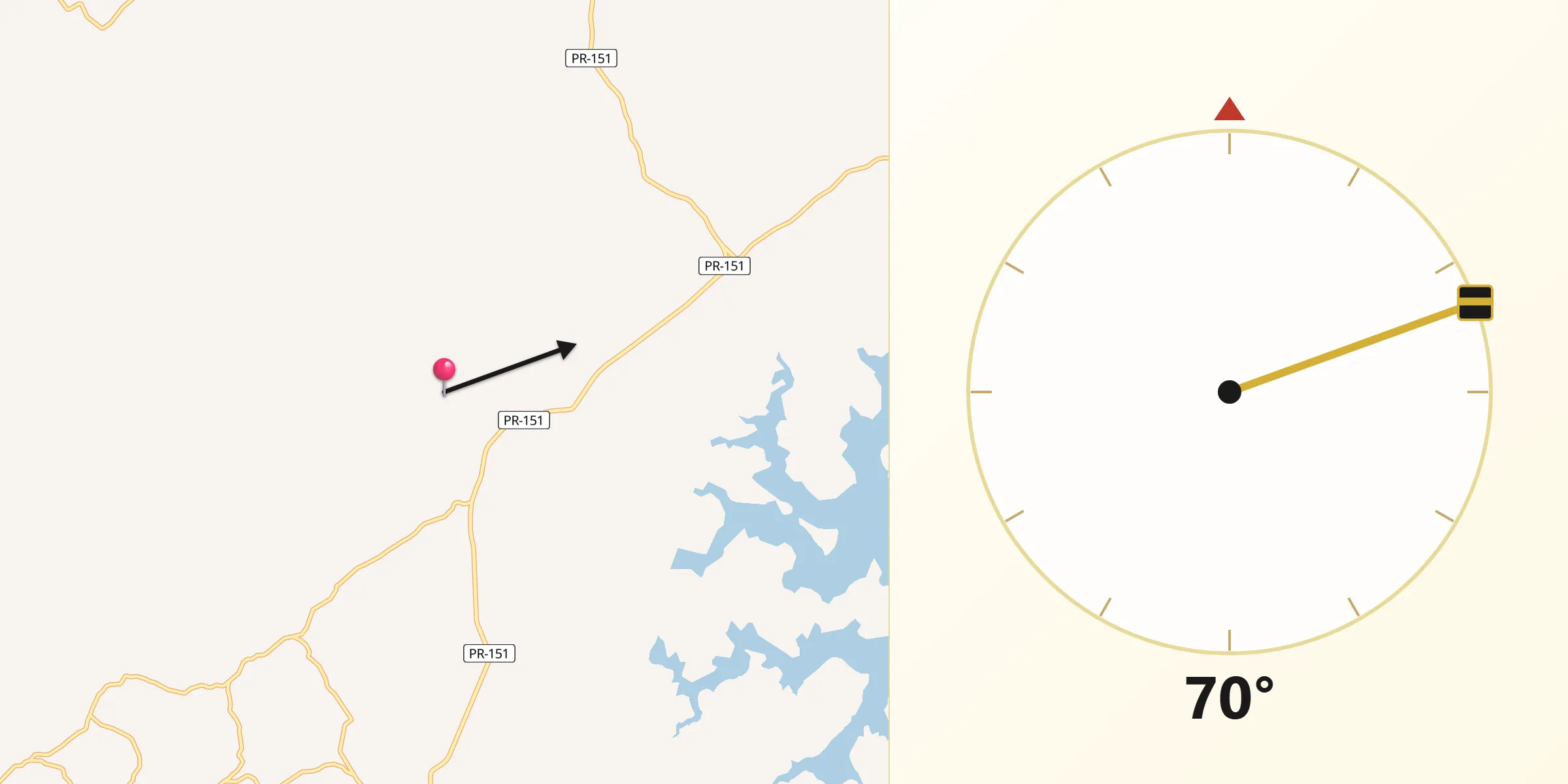 Direção da Qibla a partir de Ribeirão Claro
