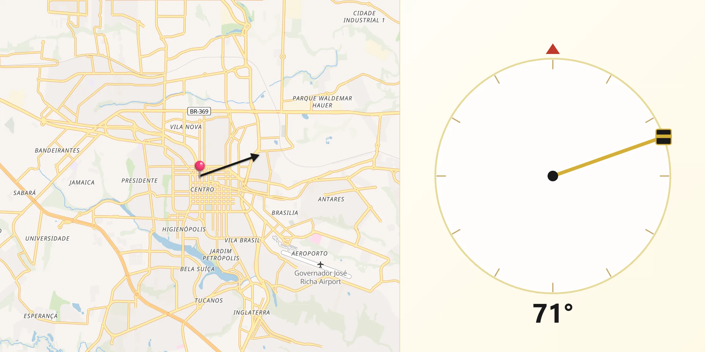 Direção da Qibla a partir de Londrina