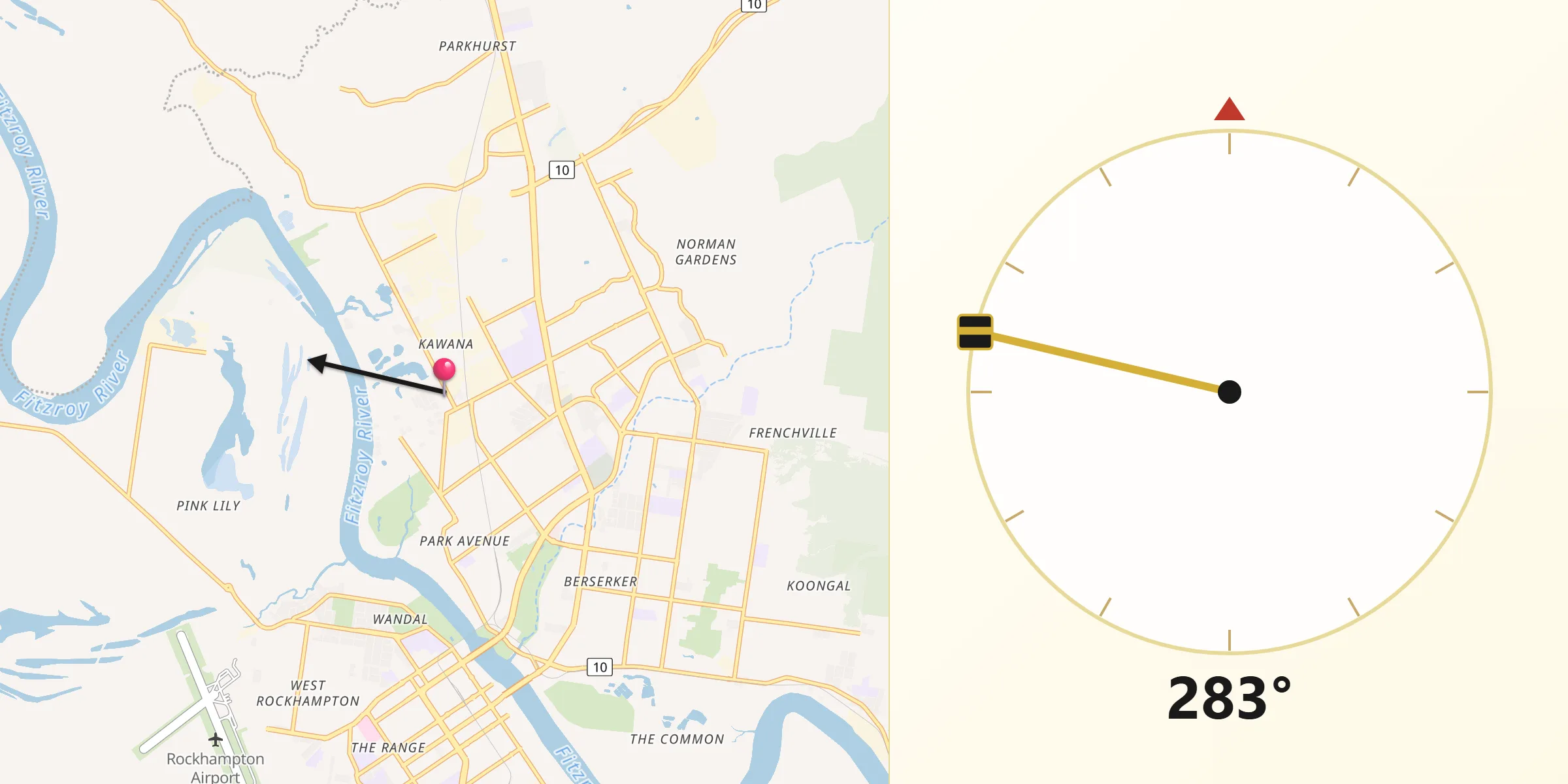 Qibla Direction from Kawana