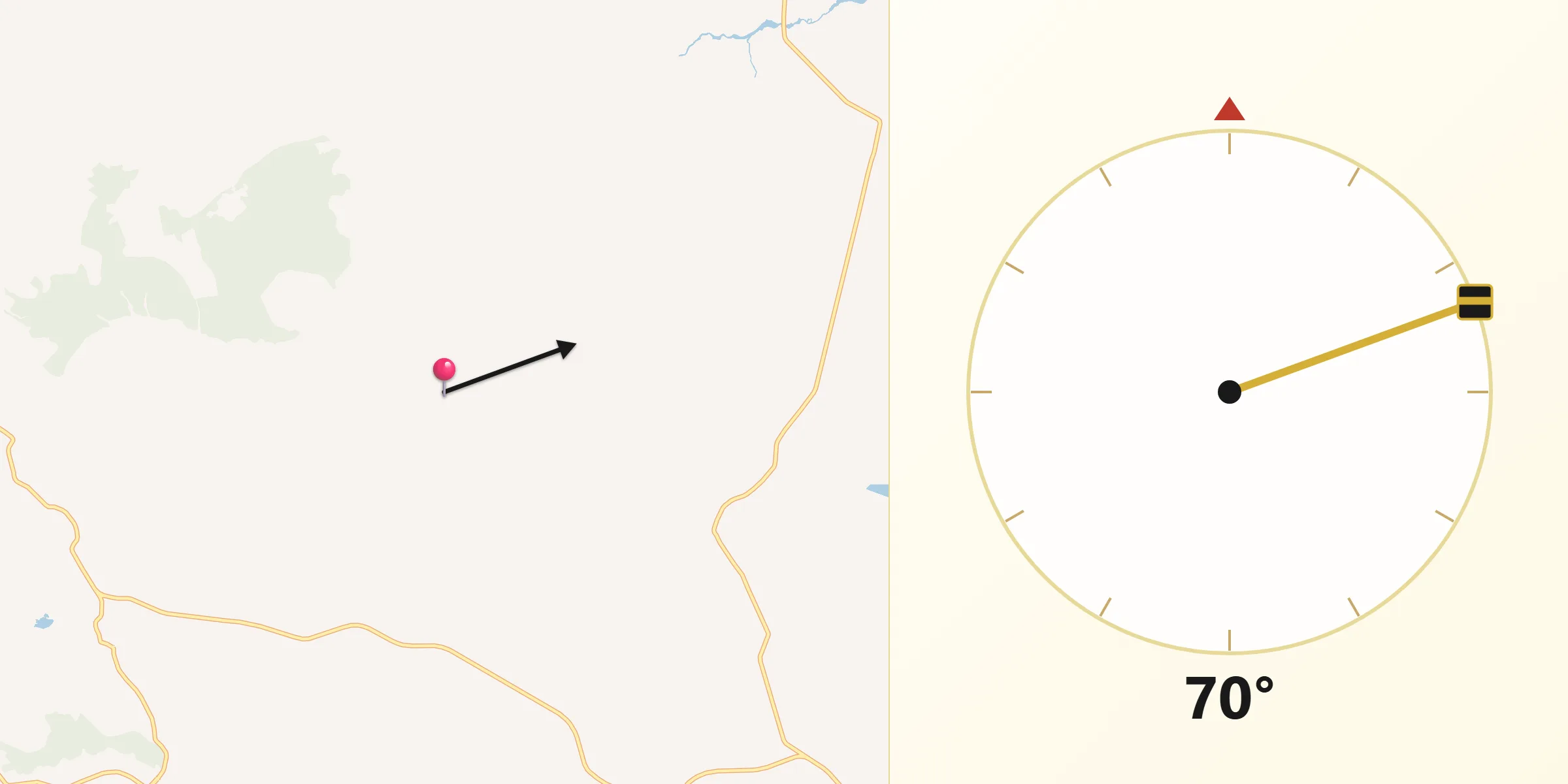 Direção da Qibla a partir de Tejupá