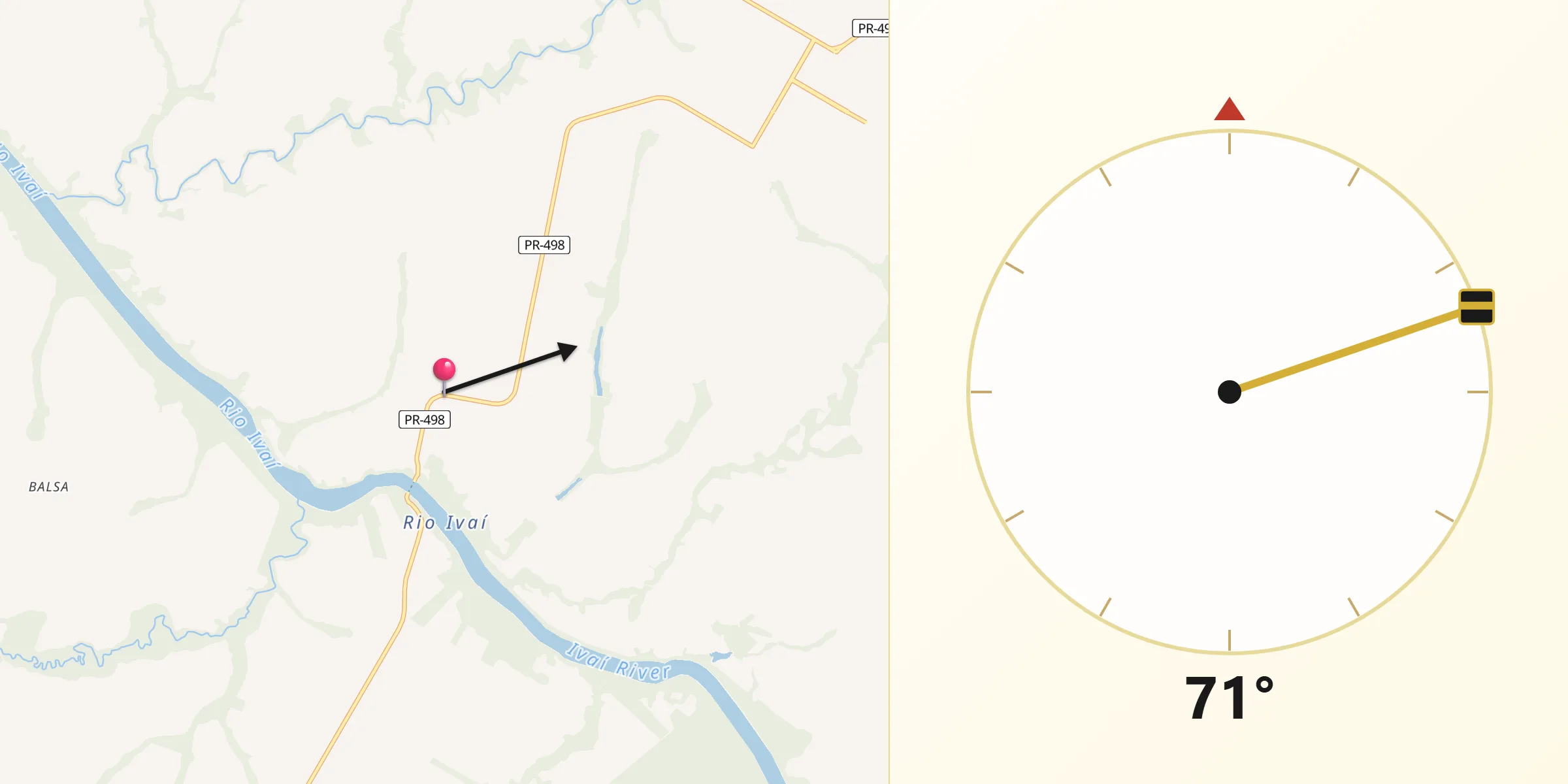 Direção da Qibla a partir de São Carlos do Ivaí