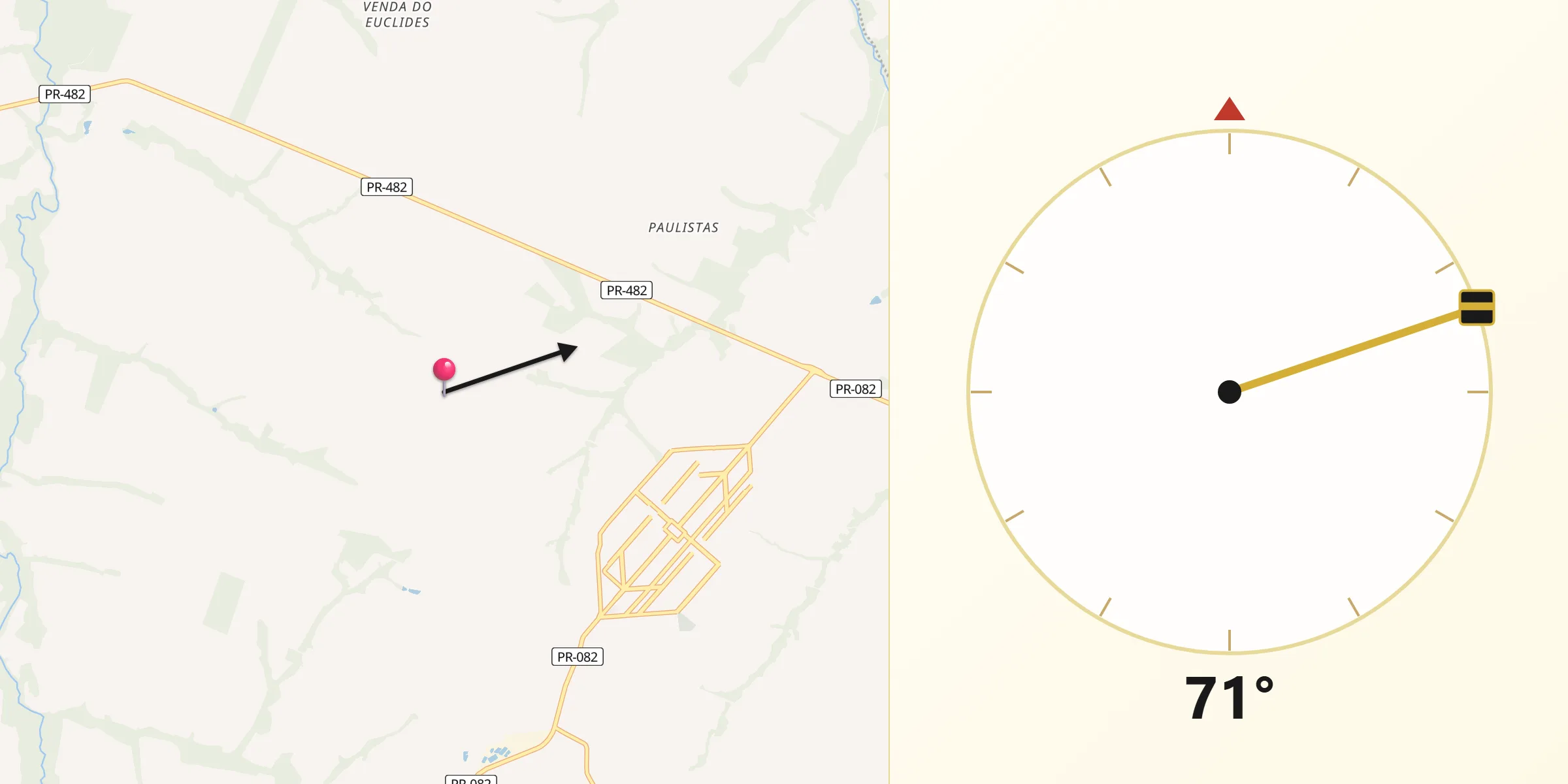 Direção da Qibla a partir de Cidade Gaúcha