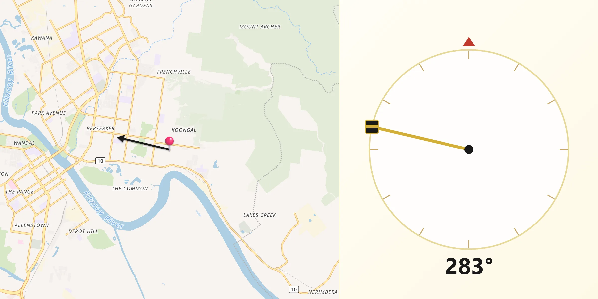 Qibla Direction from Koongal