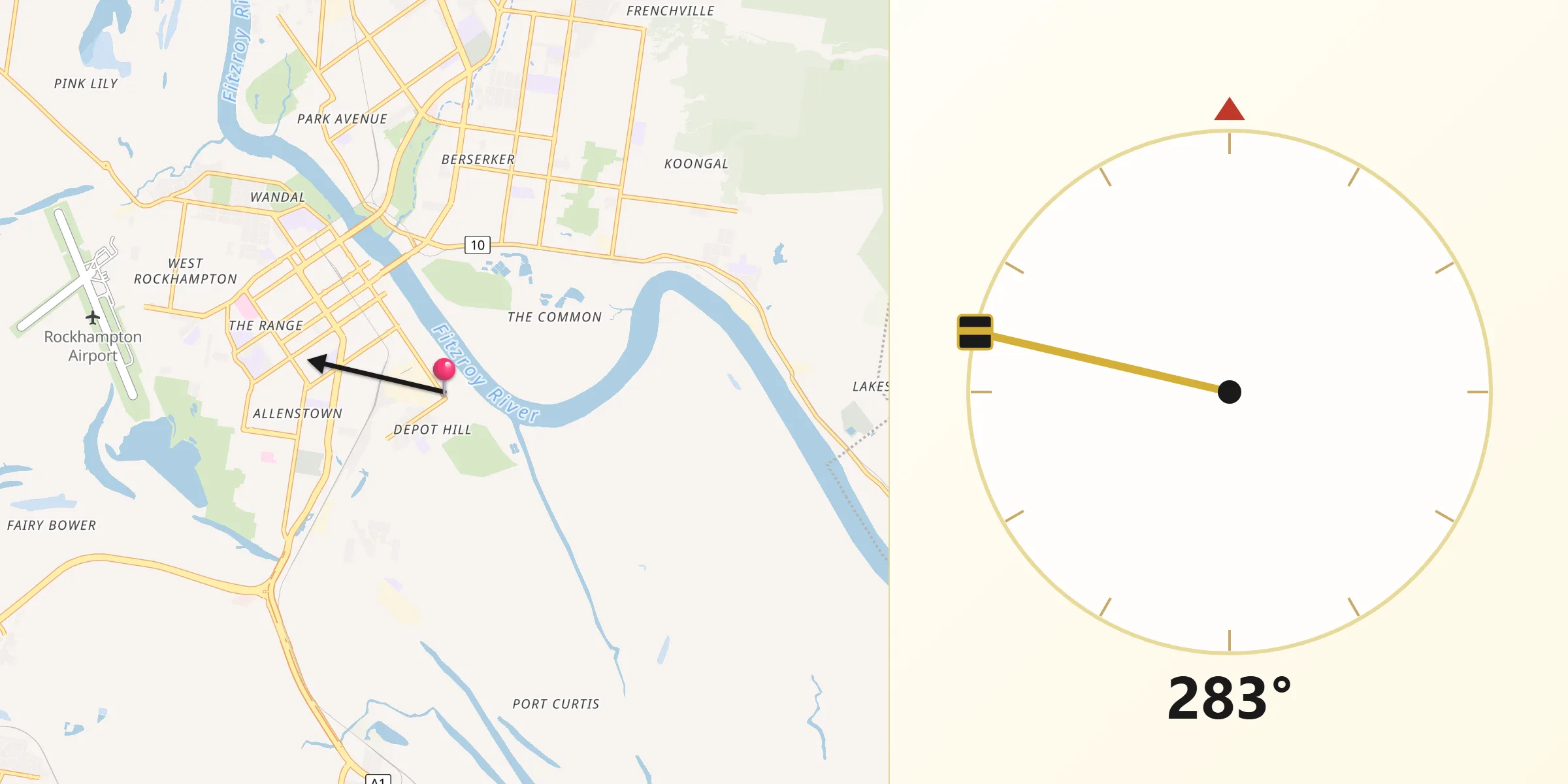 Qibla Direction from Depot Hill
