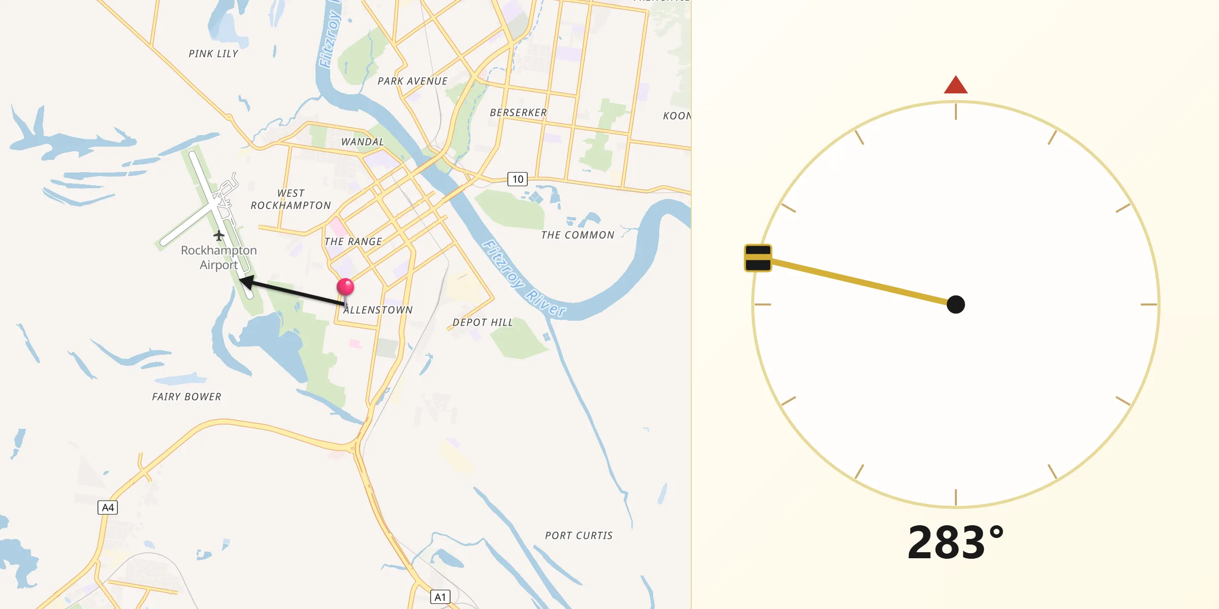 Qibla Direction from The Range