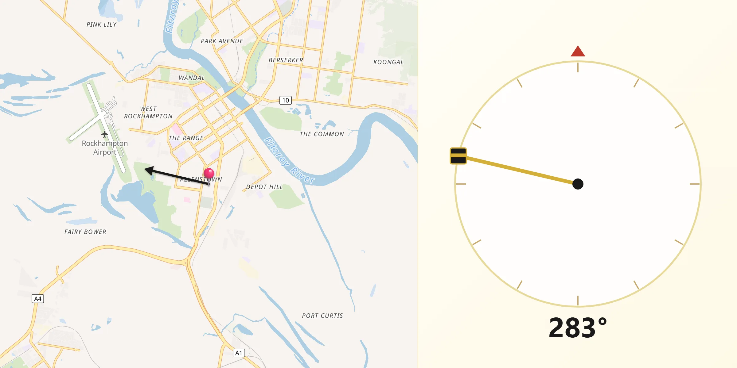 Qibla Direction from Allenstown