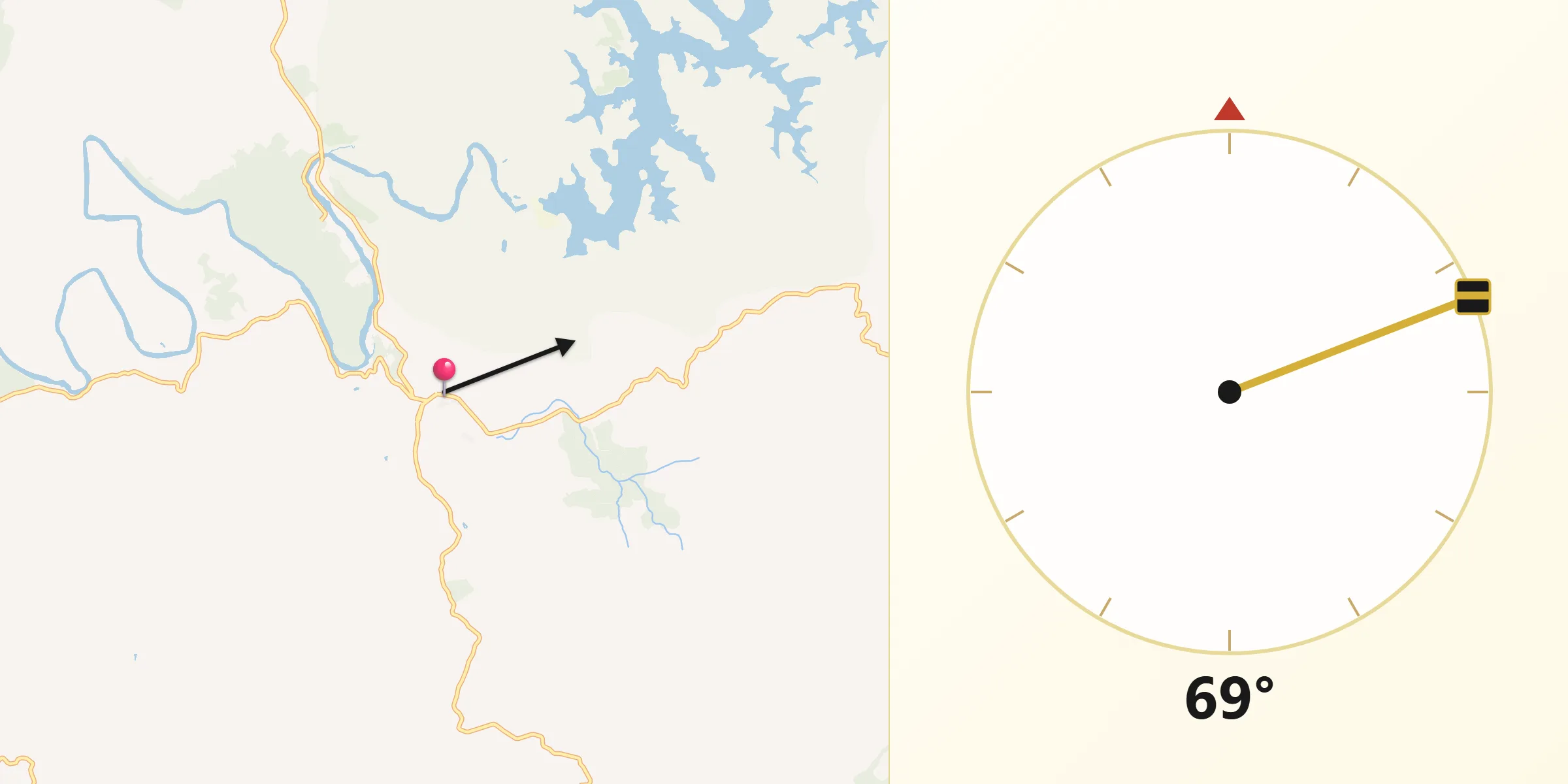 Direção da Qibla a partir de Santa Branca