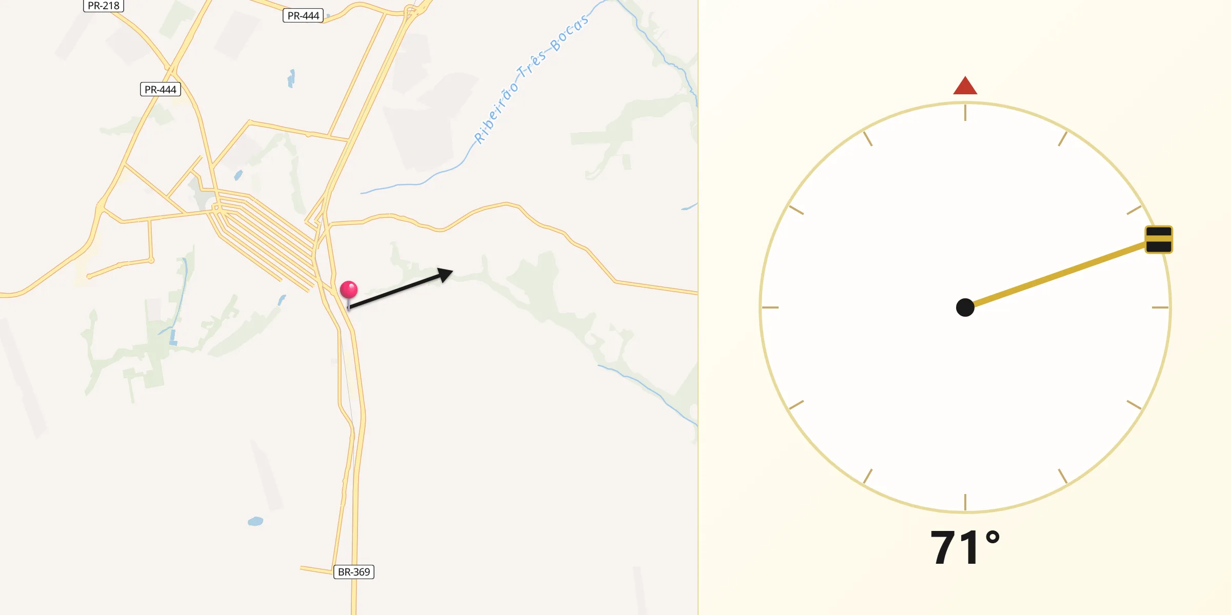 Direção da Qibla a partir de Arapongas