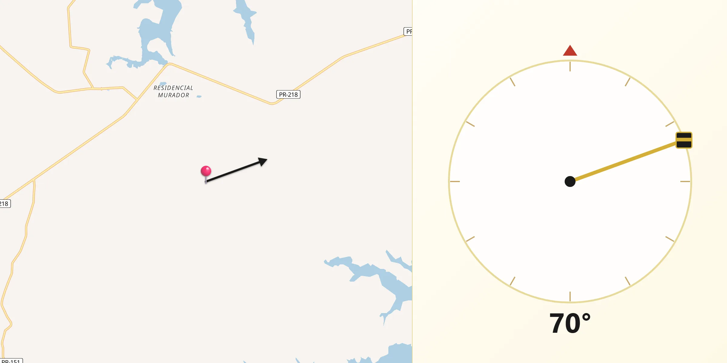 Direção da Qibla a partir de Carlópolis