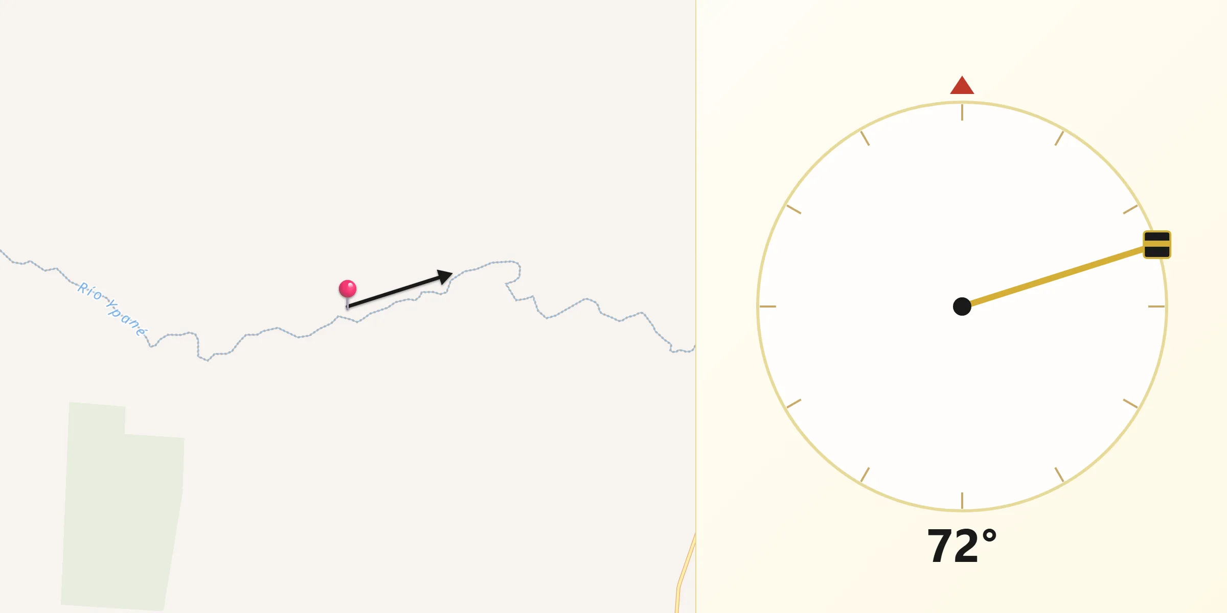 Dirección de la Qibla desde Tacuatí
