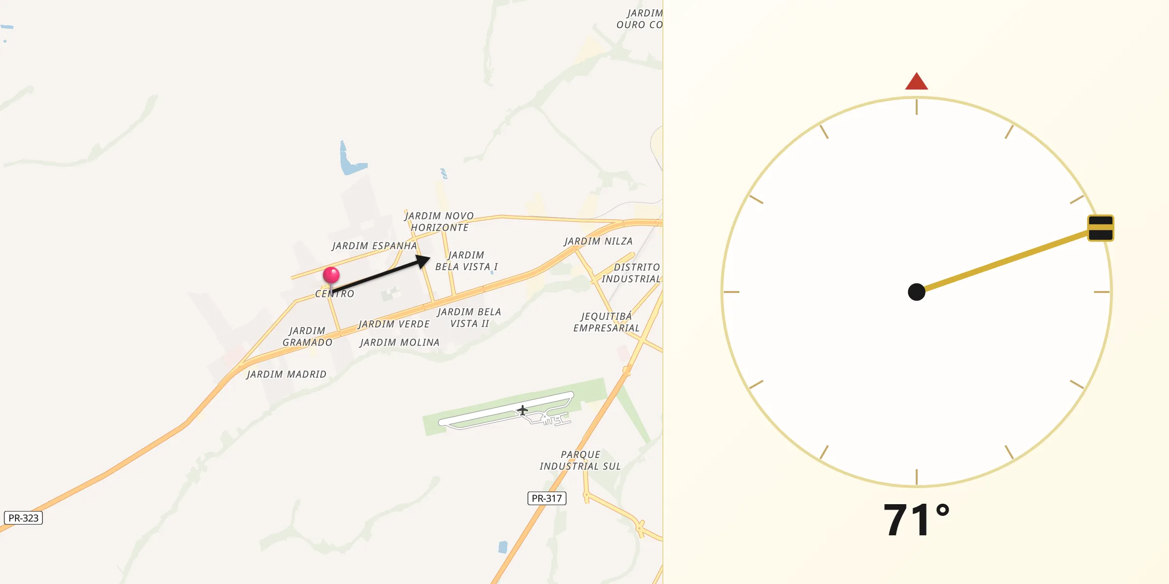 Direção da Qibla a partir de Paiçandu