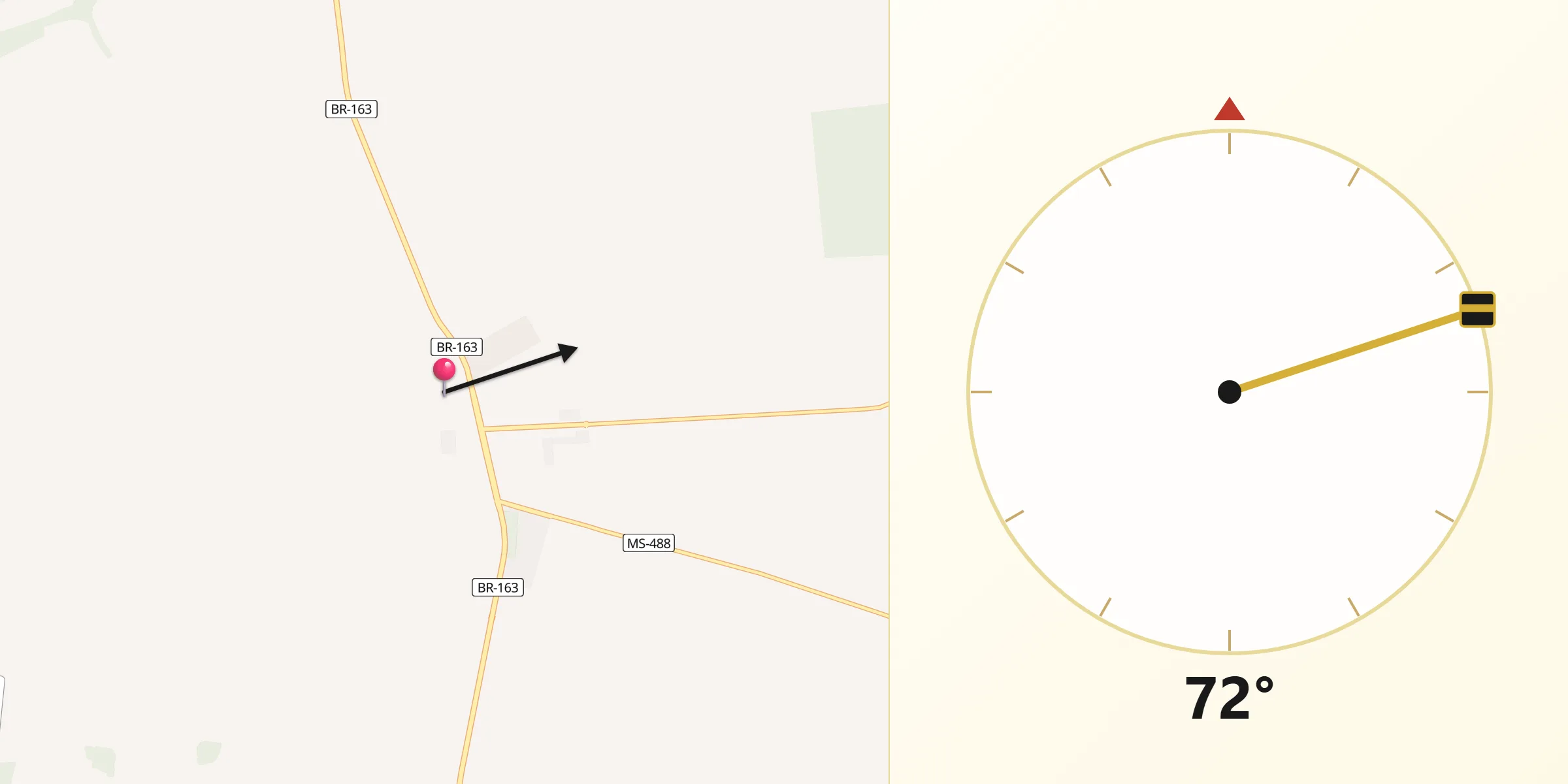 Direção da Qibla a partir de Itaquiraí