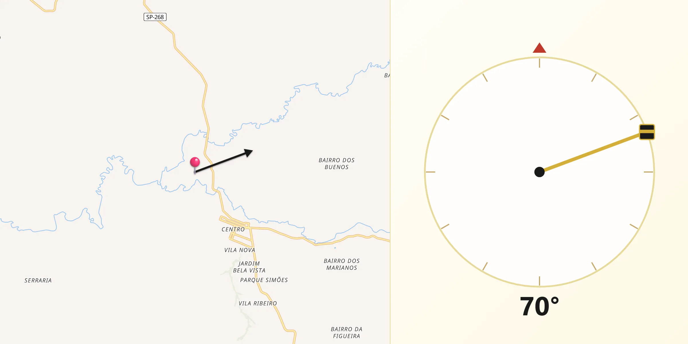 Direção da Qibla a partir de Angatuba