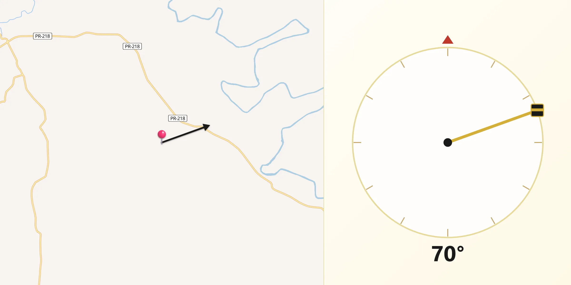 Direção da Qibla a partir de Jundiaí do Sul