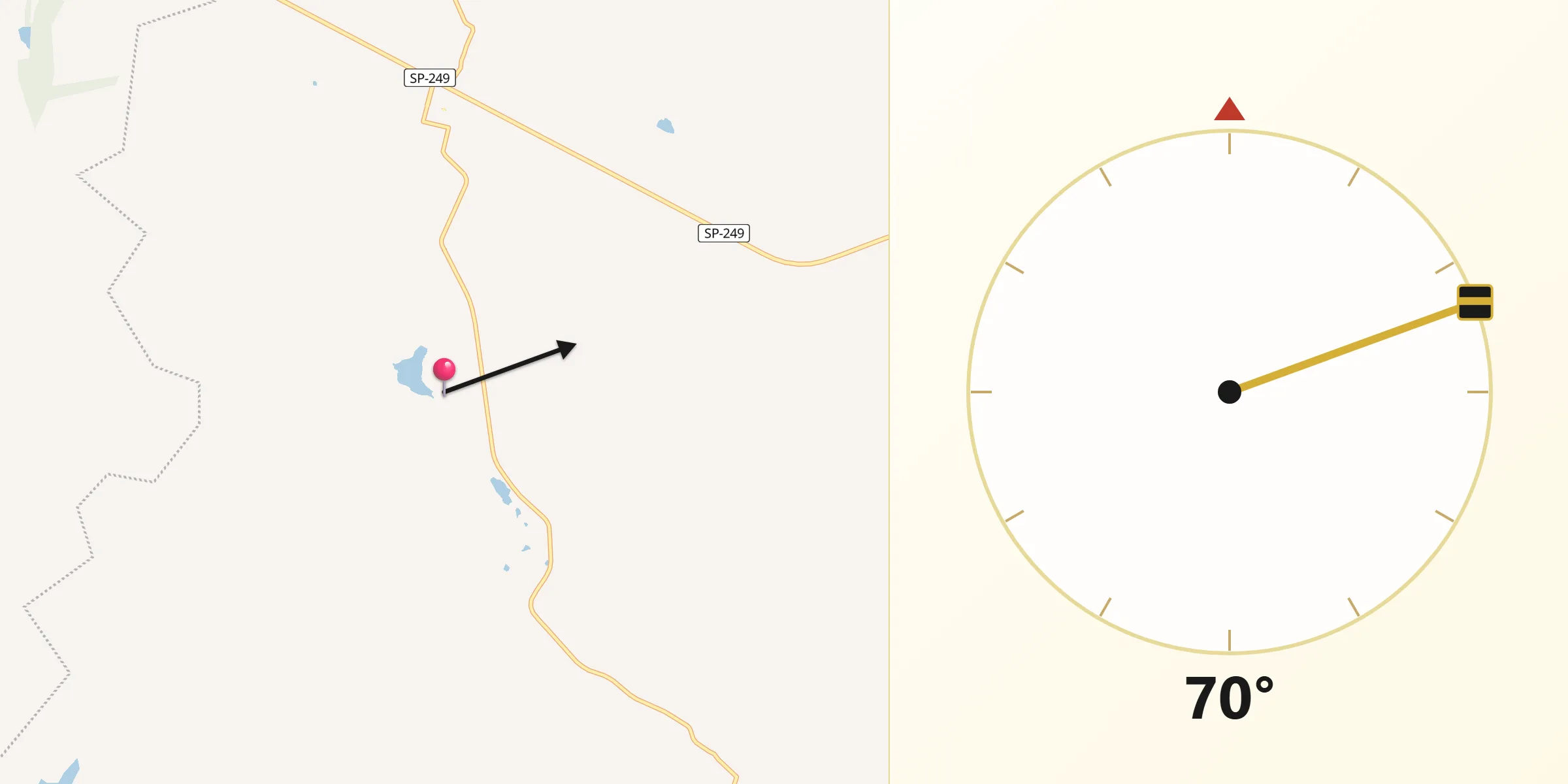 Direção da Qibla a partir de Taguaí