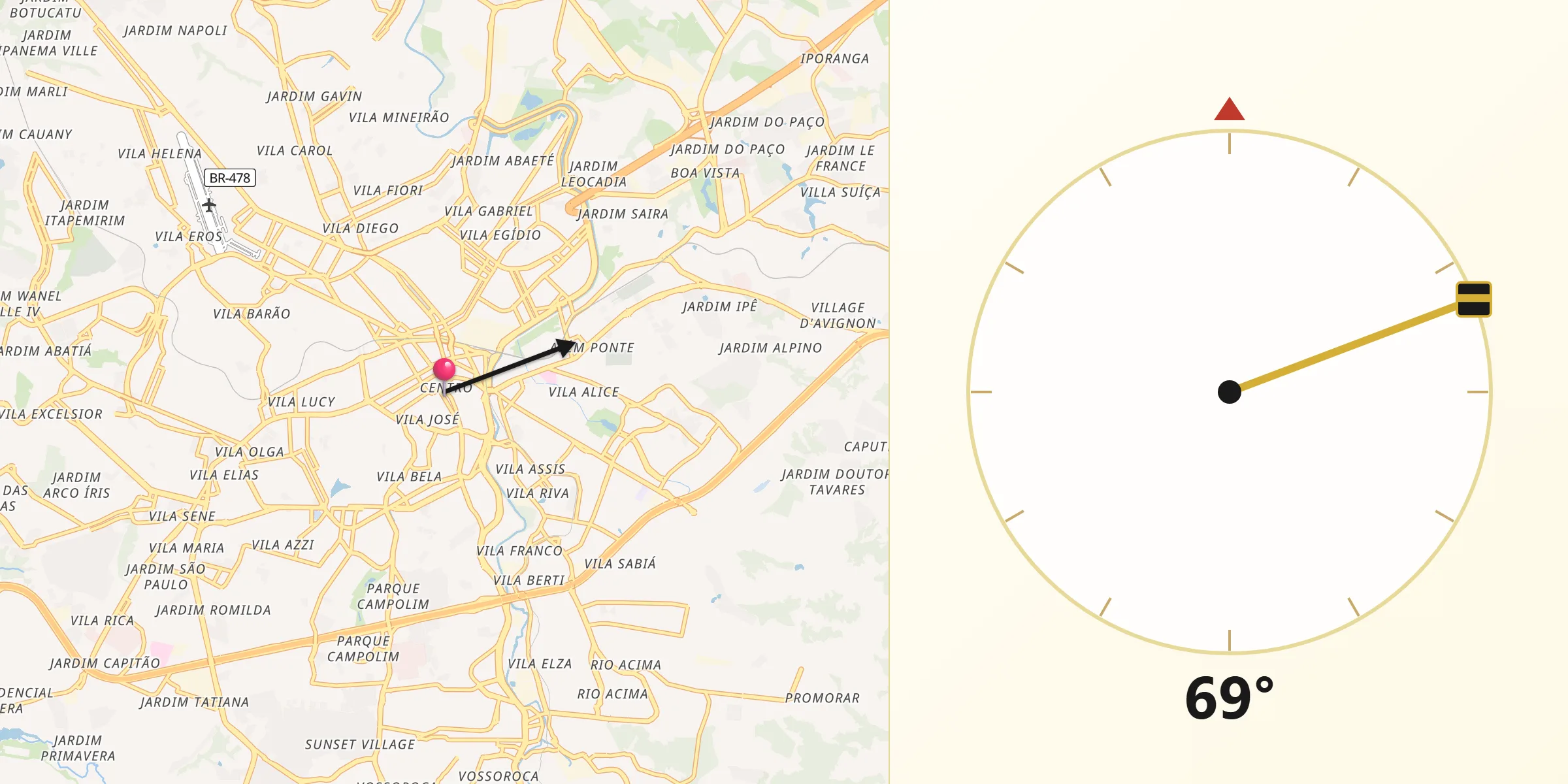 Direção da Qibla a partir de Sorocaba