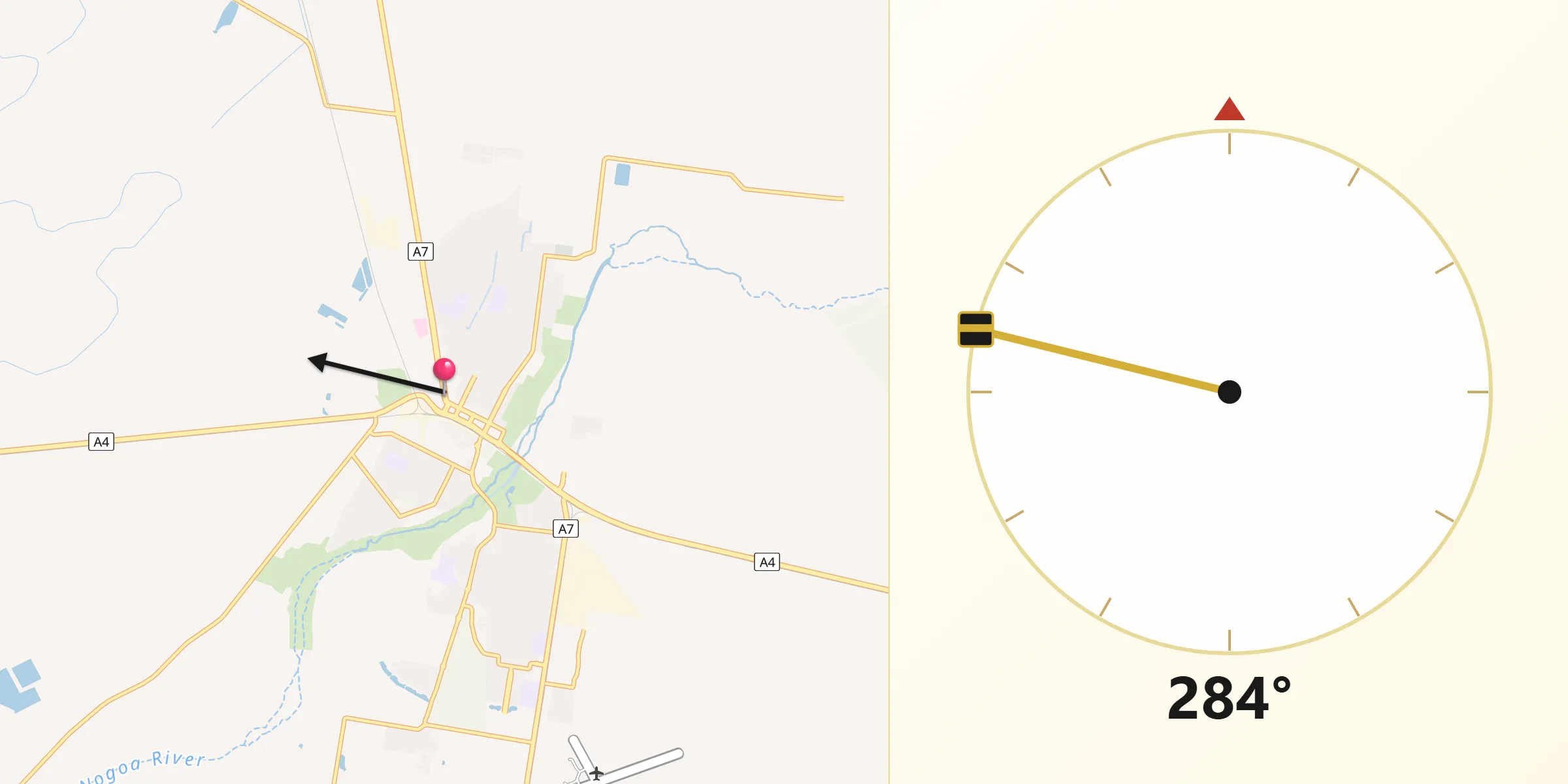 Qibla Direction from Emerald
