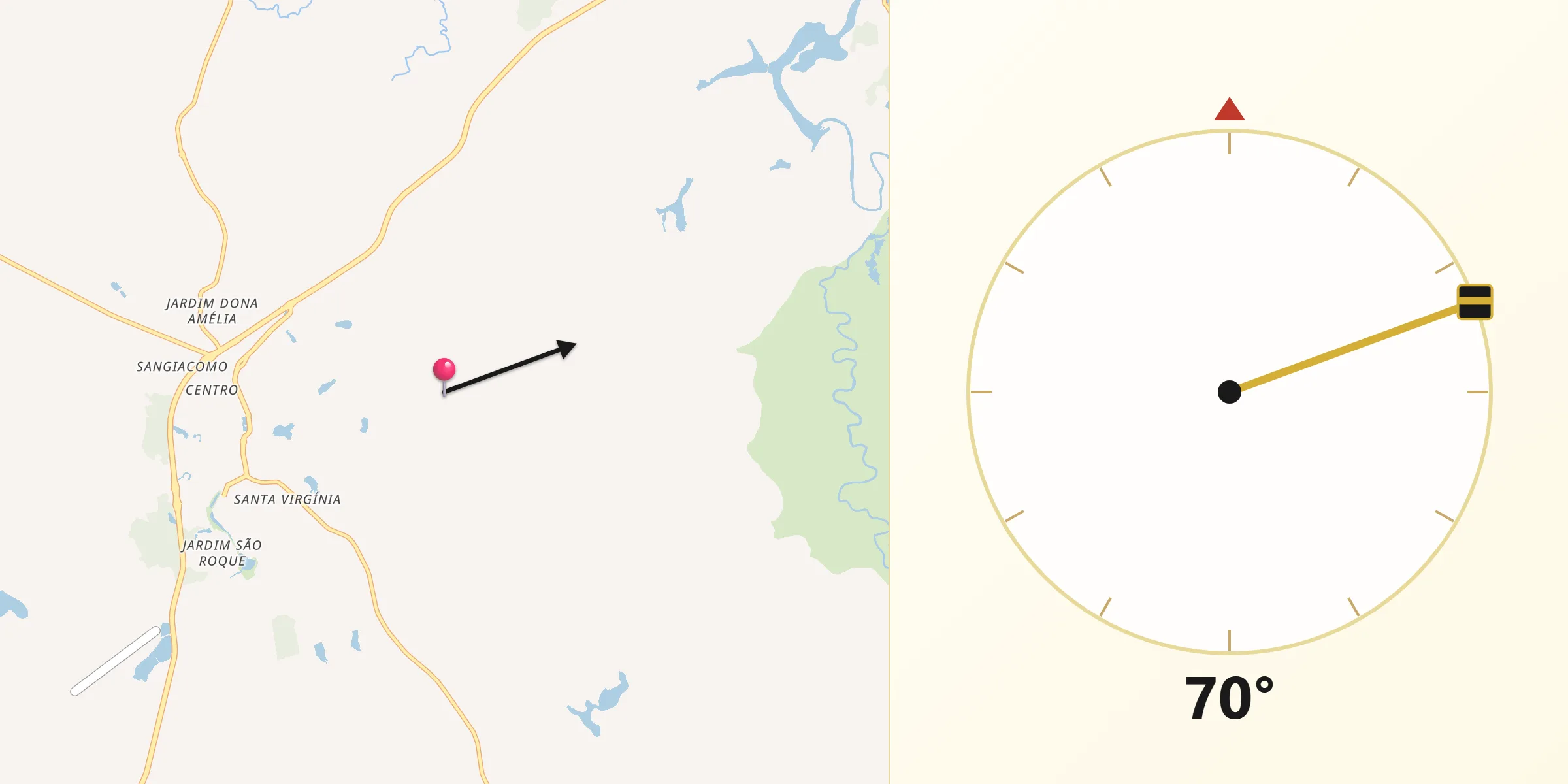Direção da Qibla a partir de Taquarituba