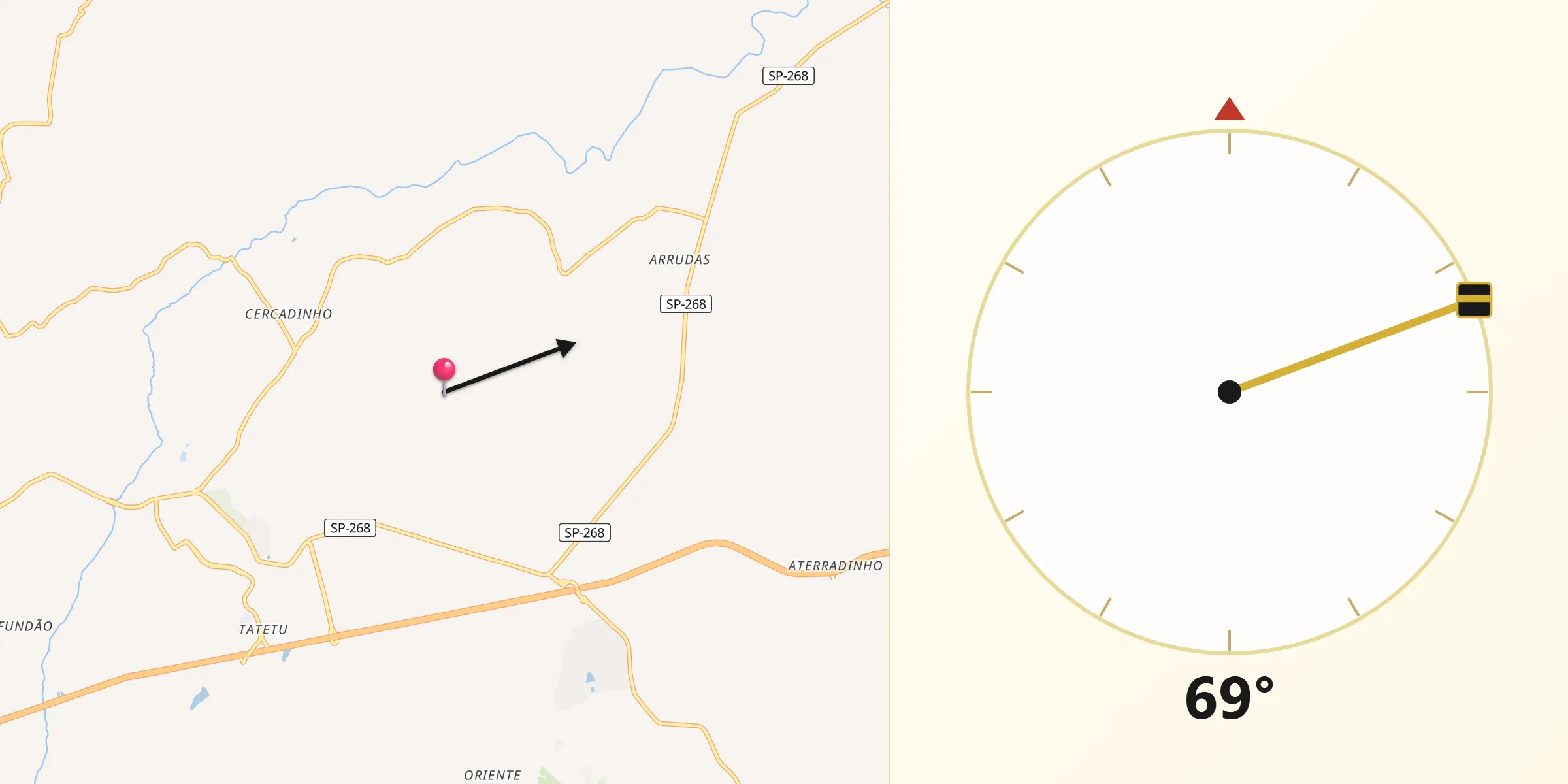 Direção da Qibla a partir de Alambari