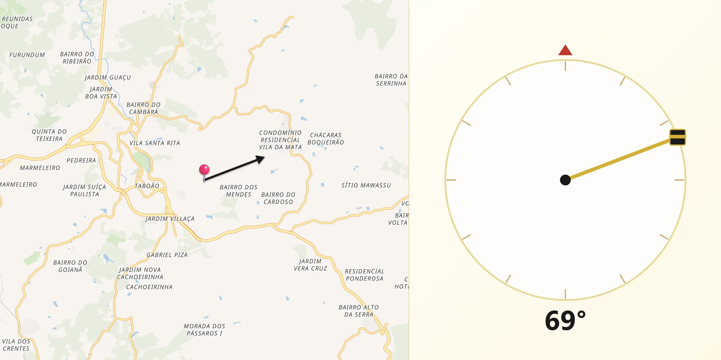 Direção da Qibla a partir de São Roque