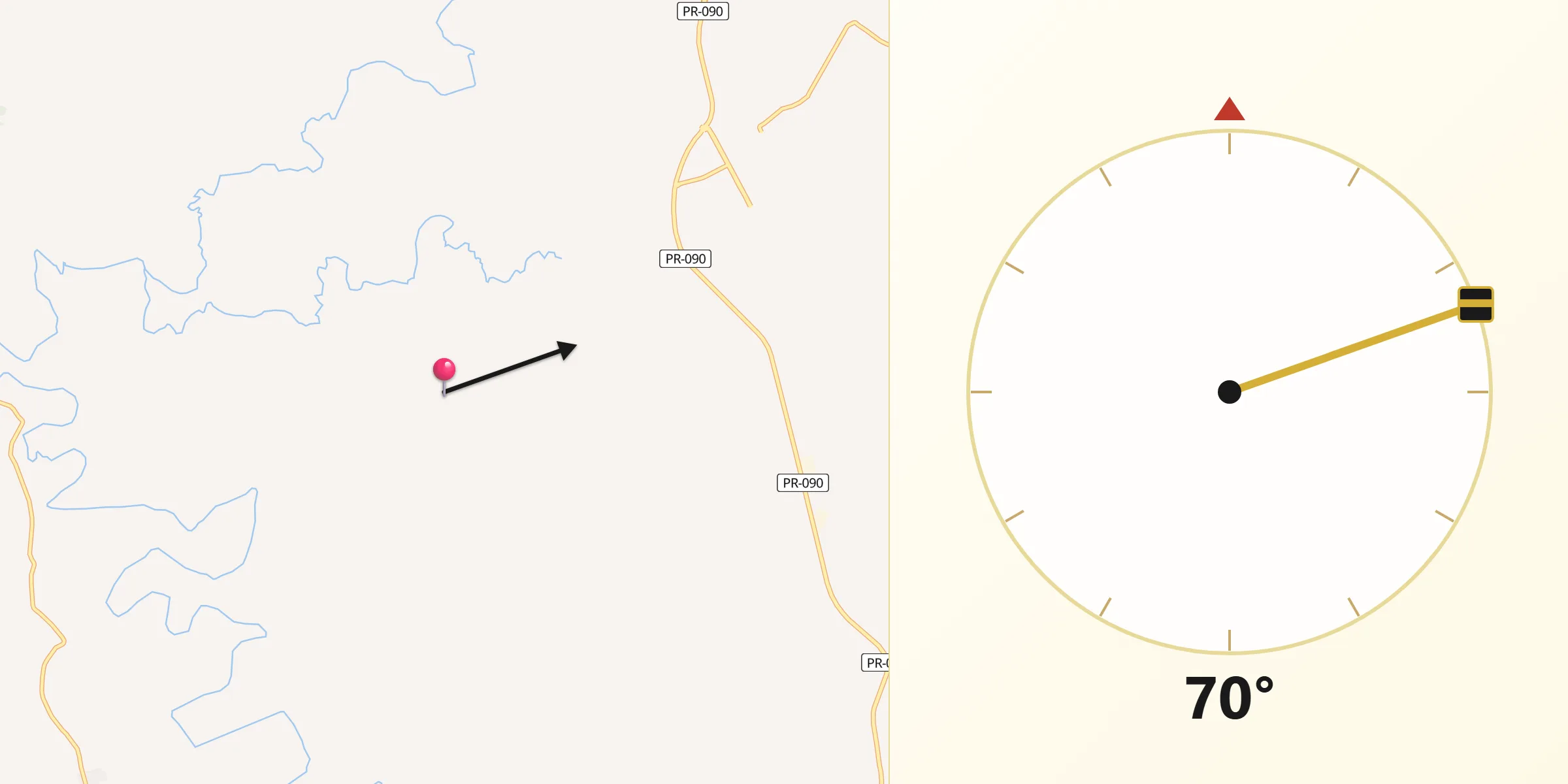 Direção da Qibla a partir de Santa Cecília do Pavão
