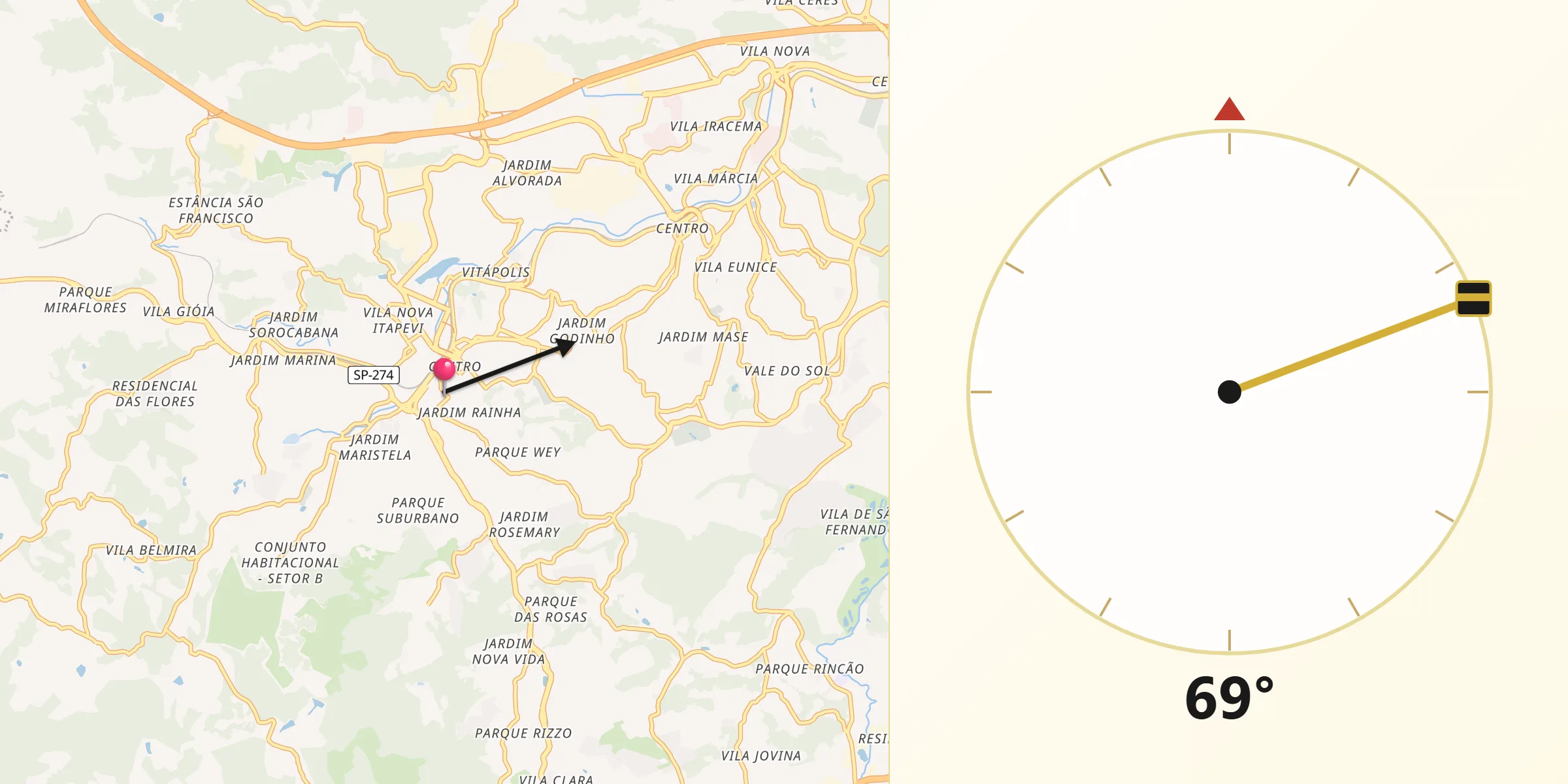 Direzione della Qibla da Itapevi