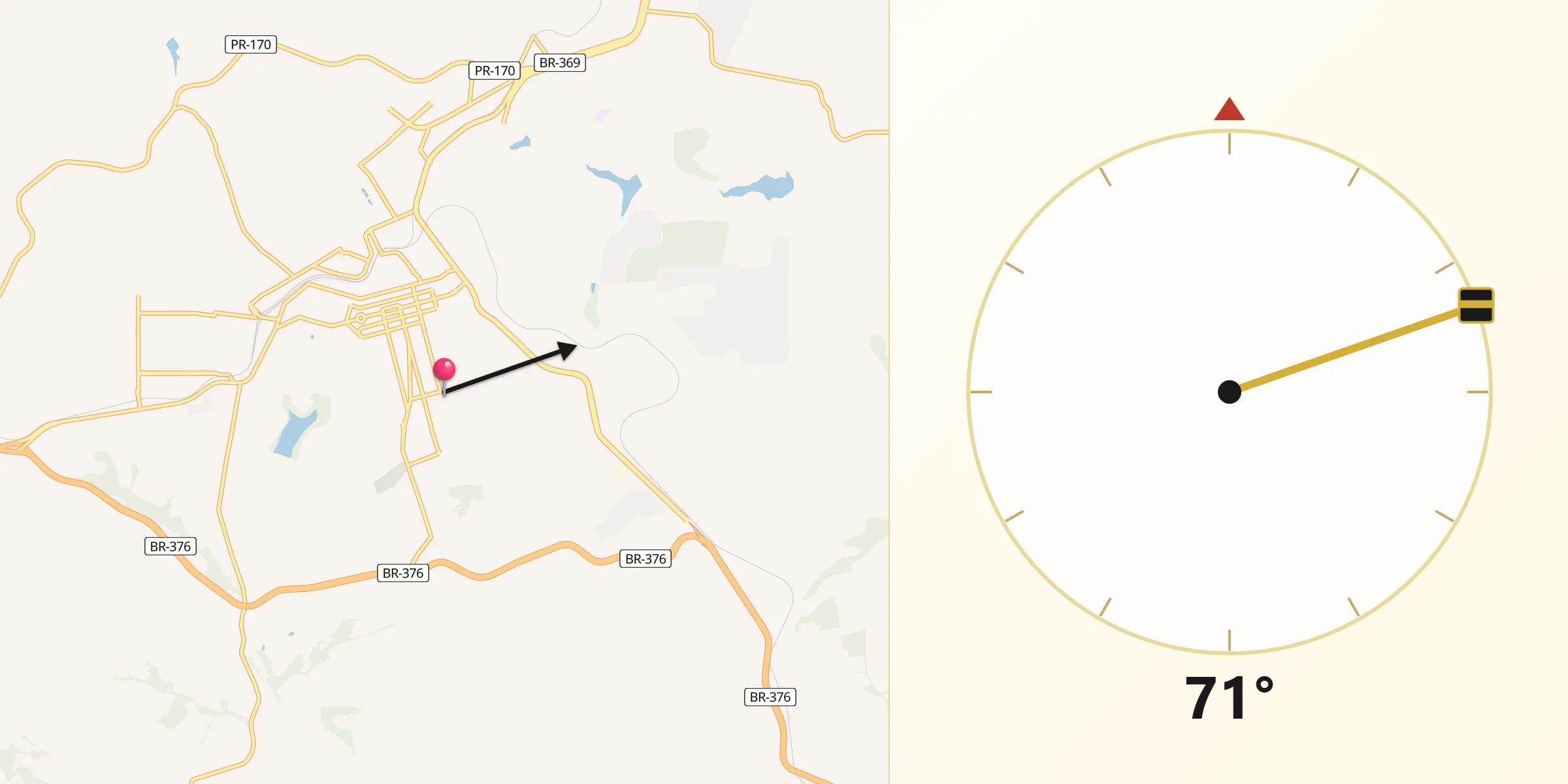 Direção da Qibla a partir de Apucarana