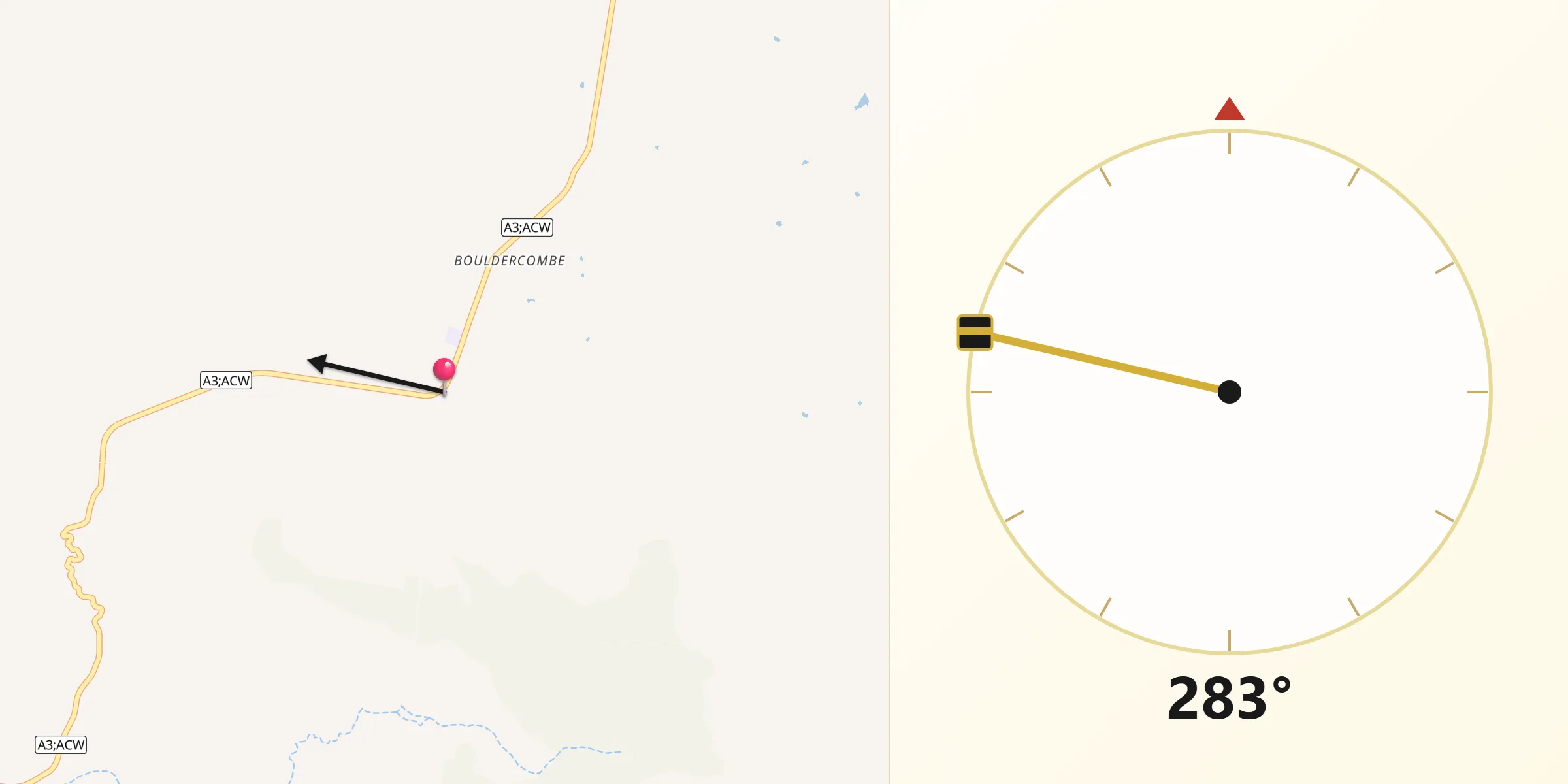 Qibla Direction from Bouldercombe