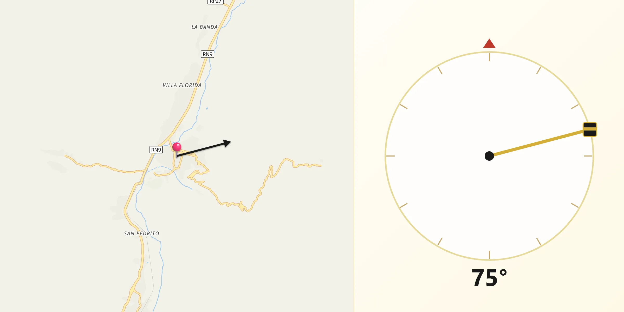 Dirección de la Qibla desde Tilcara