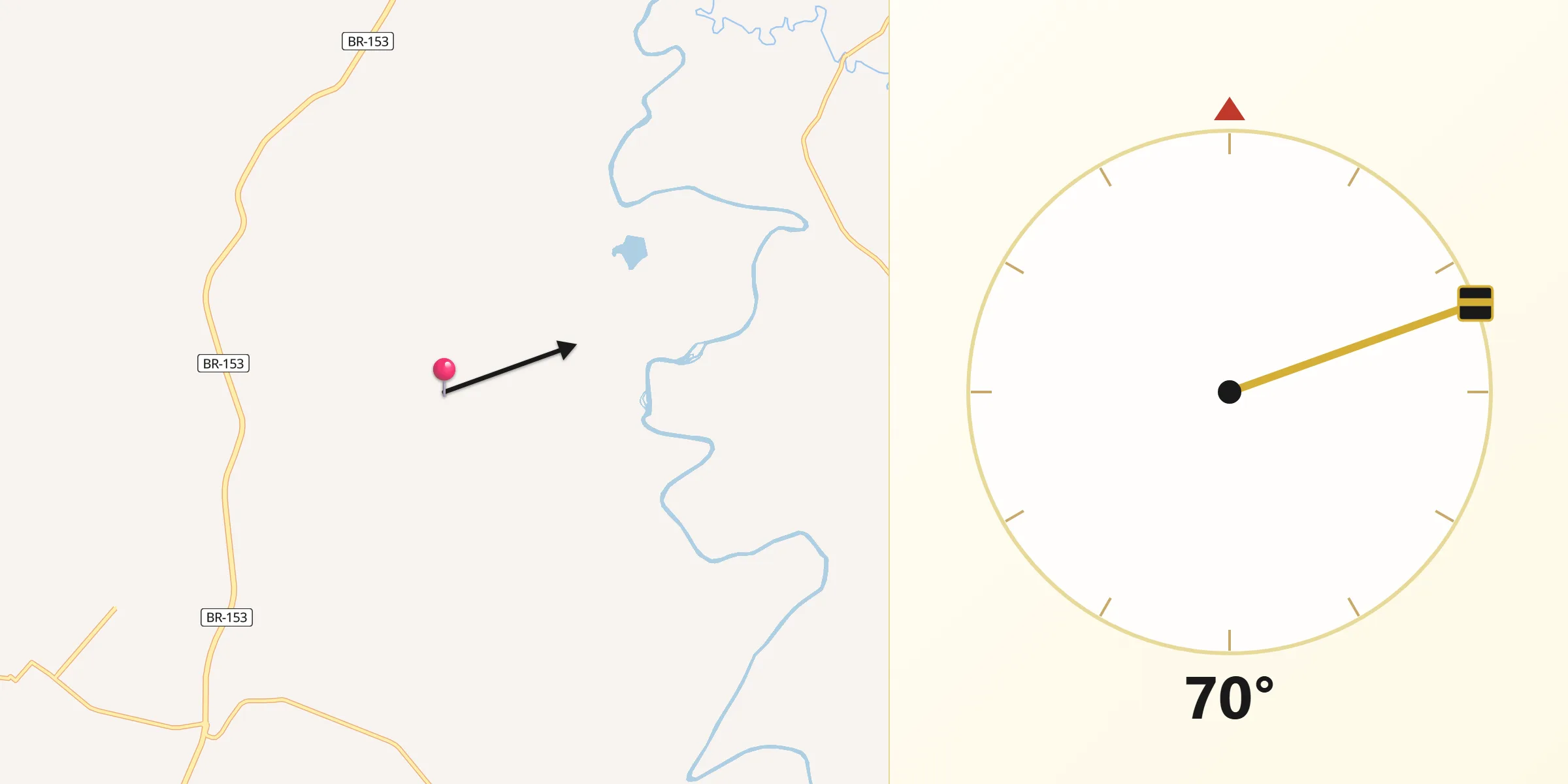 Direção da Qibla a partir de Conselheiro Mairinck