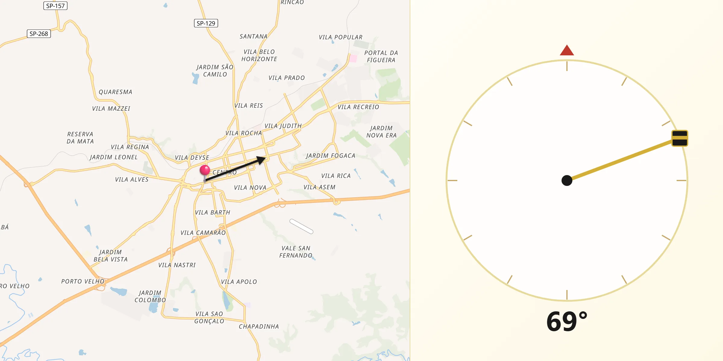 Direção da Qibla a partir de Itapetininga
