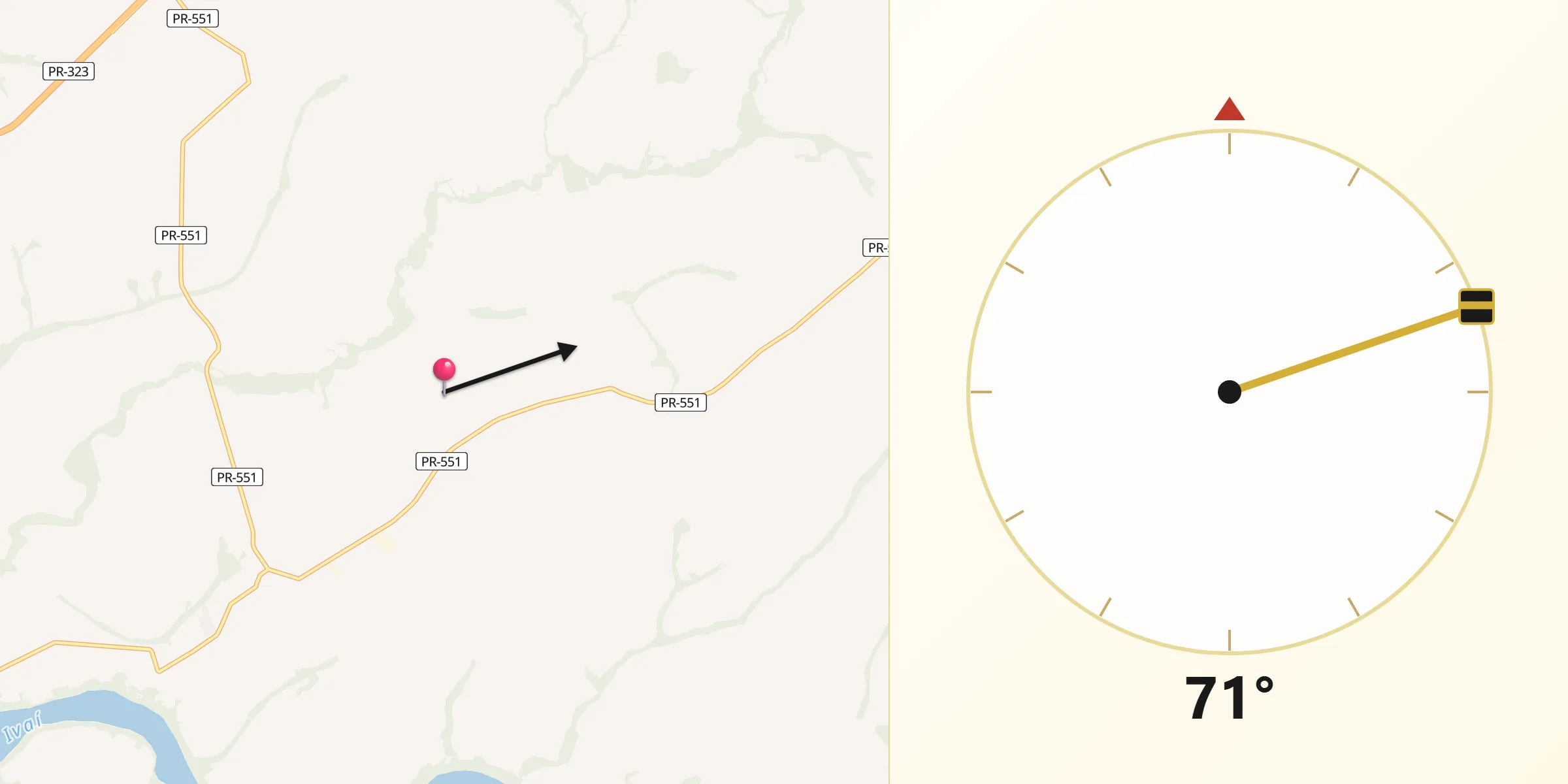 Direção da Qibla a partir de Ivatuba