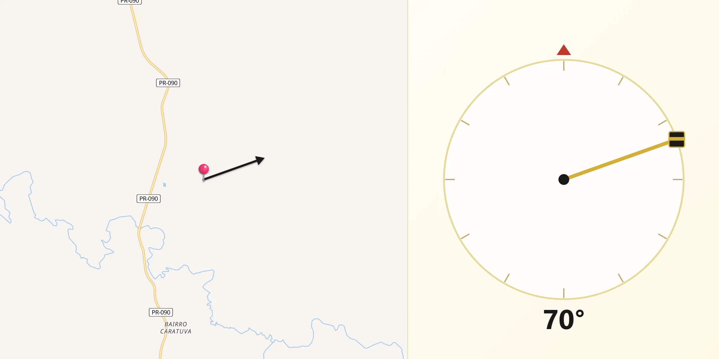 Direção da Qibla a partir de Nova Santa Bárbara