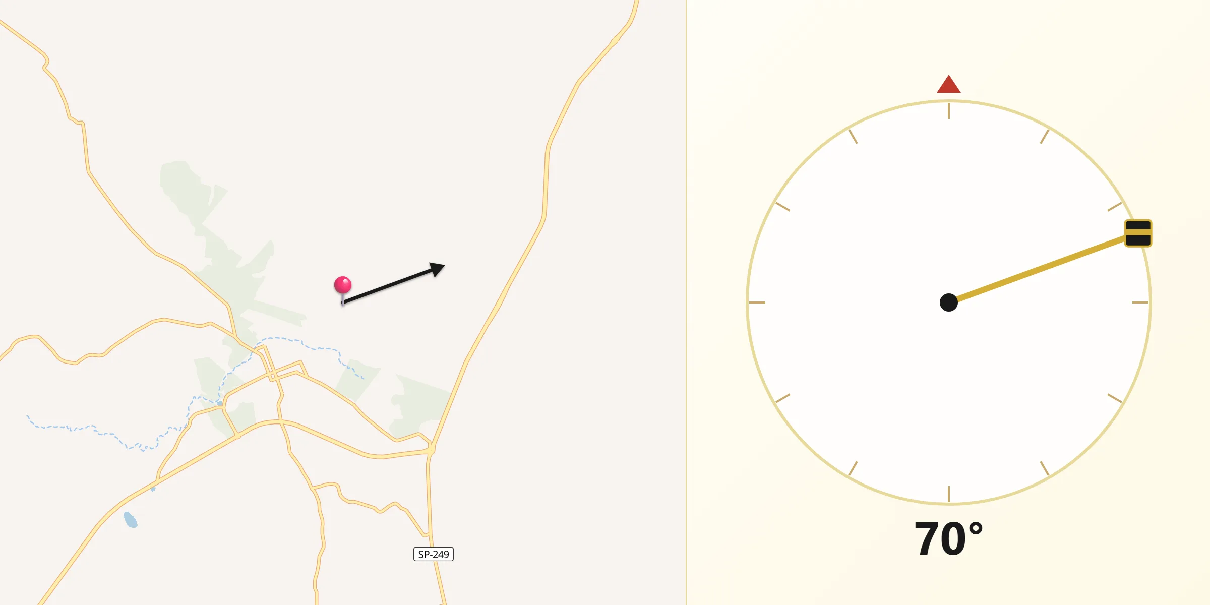 Direção da Qibla a partir de Coronel Macedo