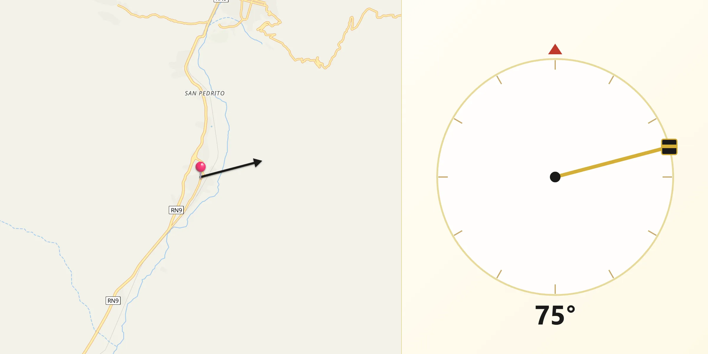Dirección de la Qibla desde Maimará