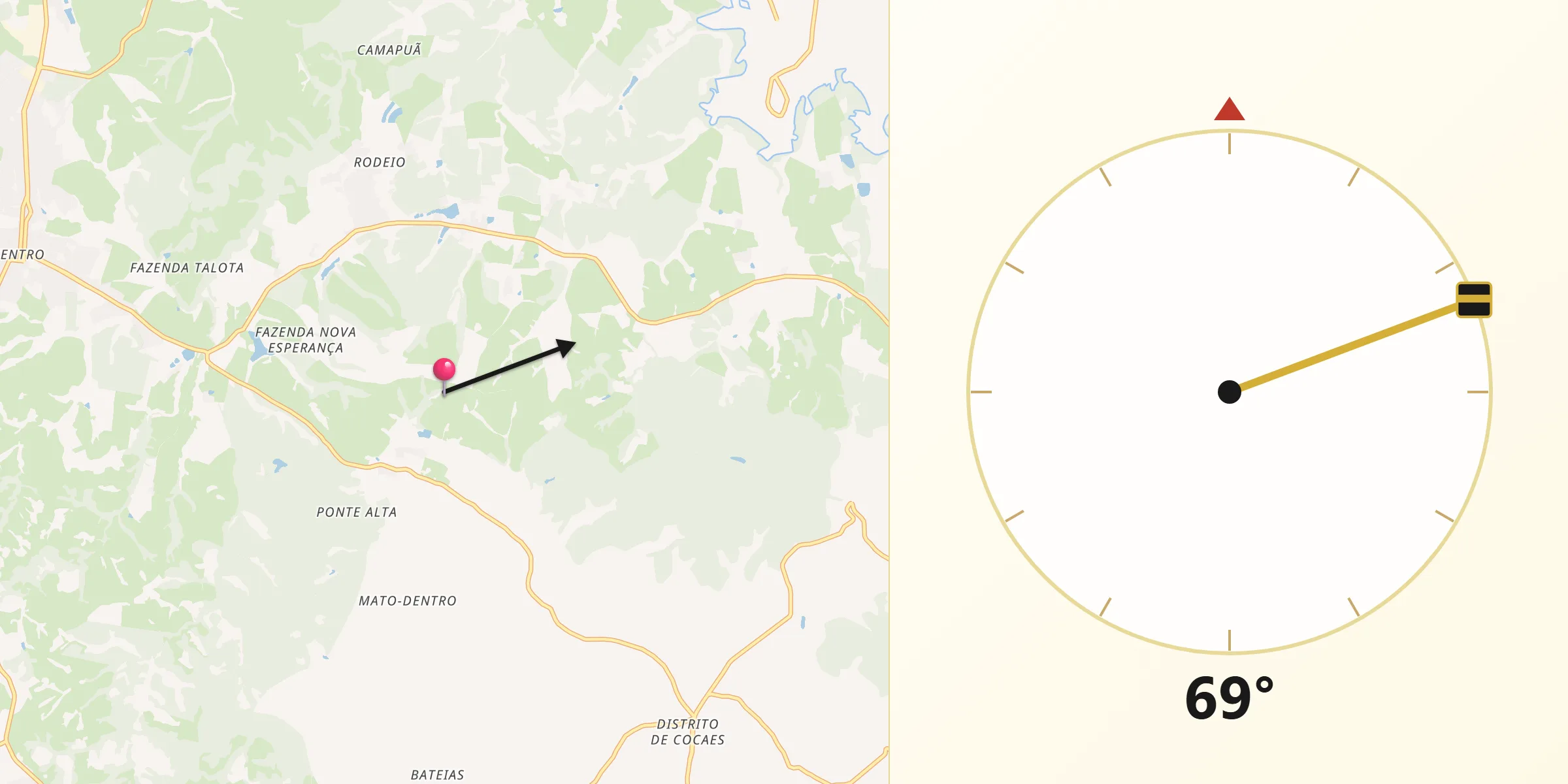 Direção da Qibla a partir de Sarapuí