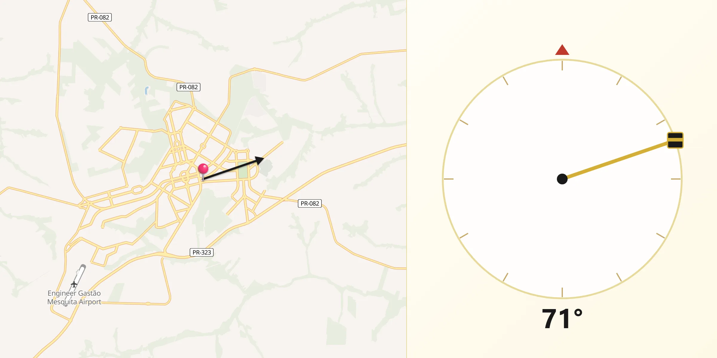 Direção da Qibla a partir de Cianorte