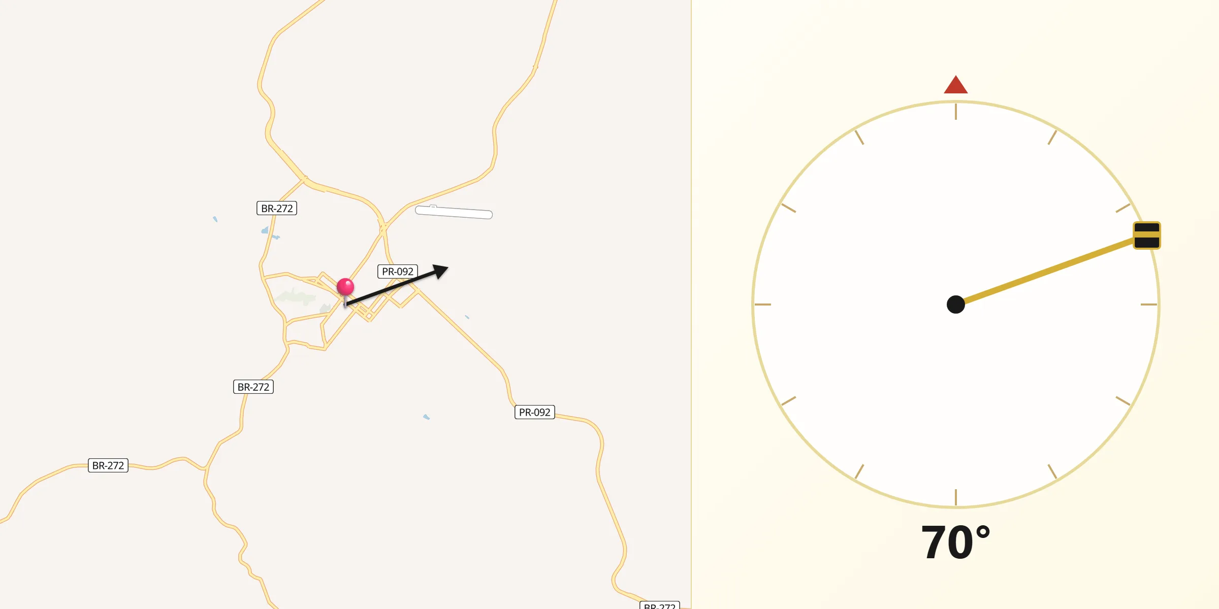 Direção da Qibla a partir de Siqueira Campos
