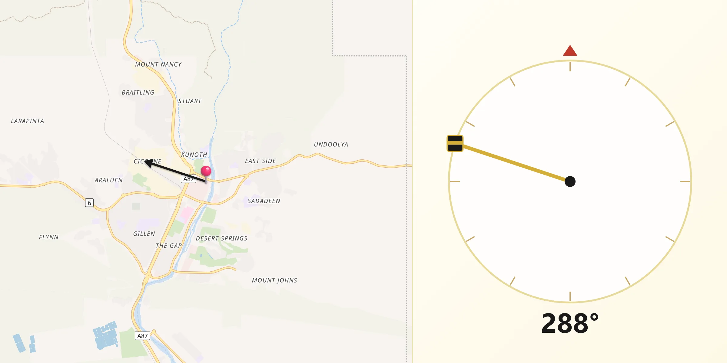 Qibla Direction from Alice Springs