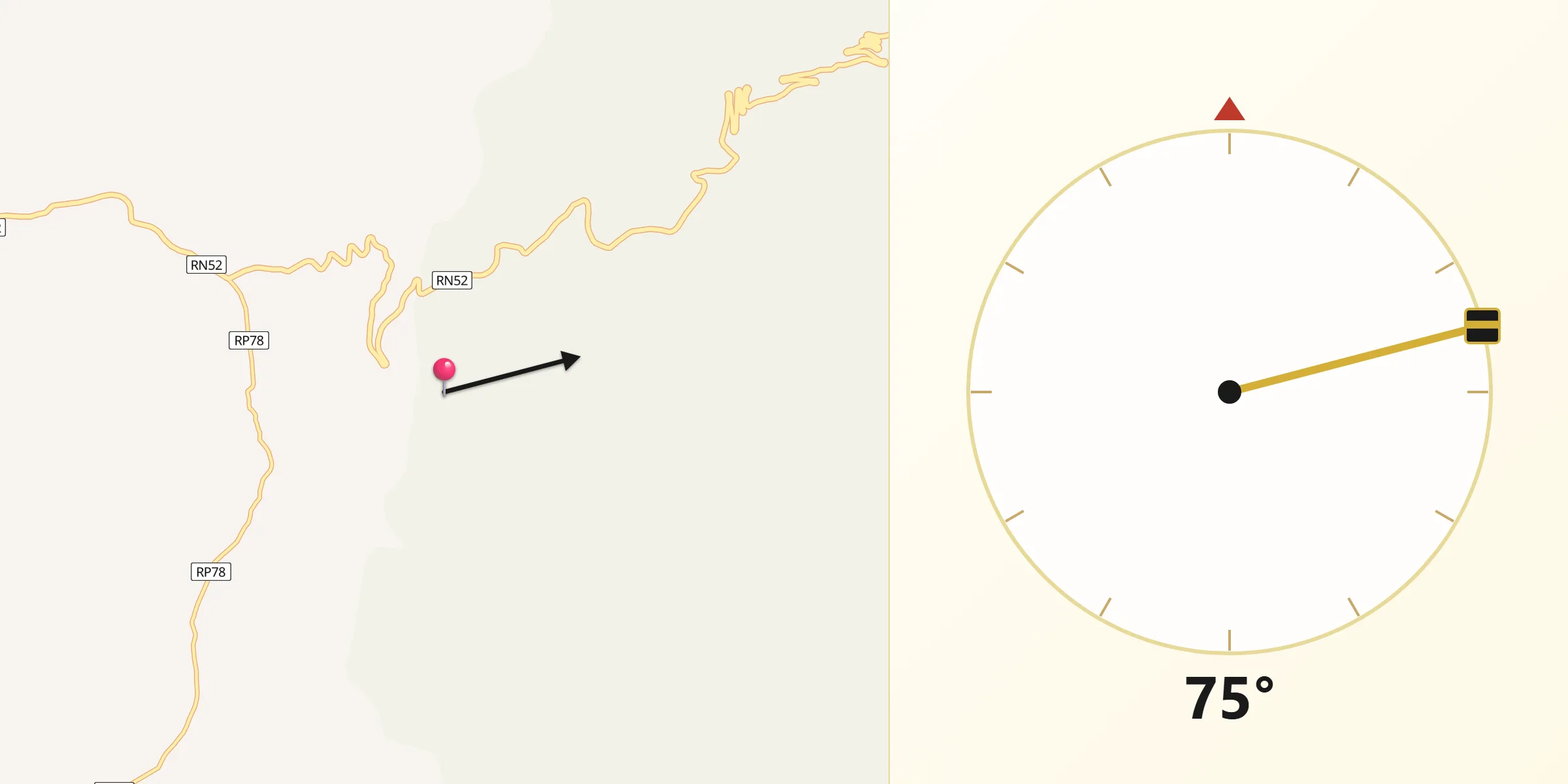 Dirección de la Qibla desde Departamento de Tumbaya