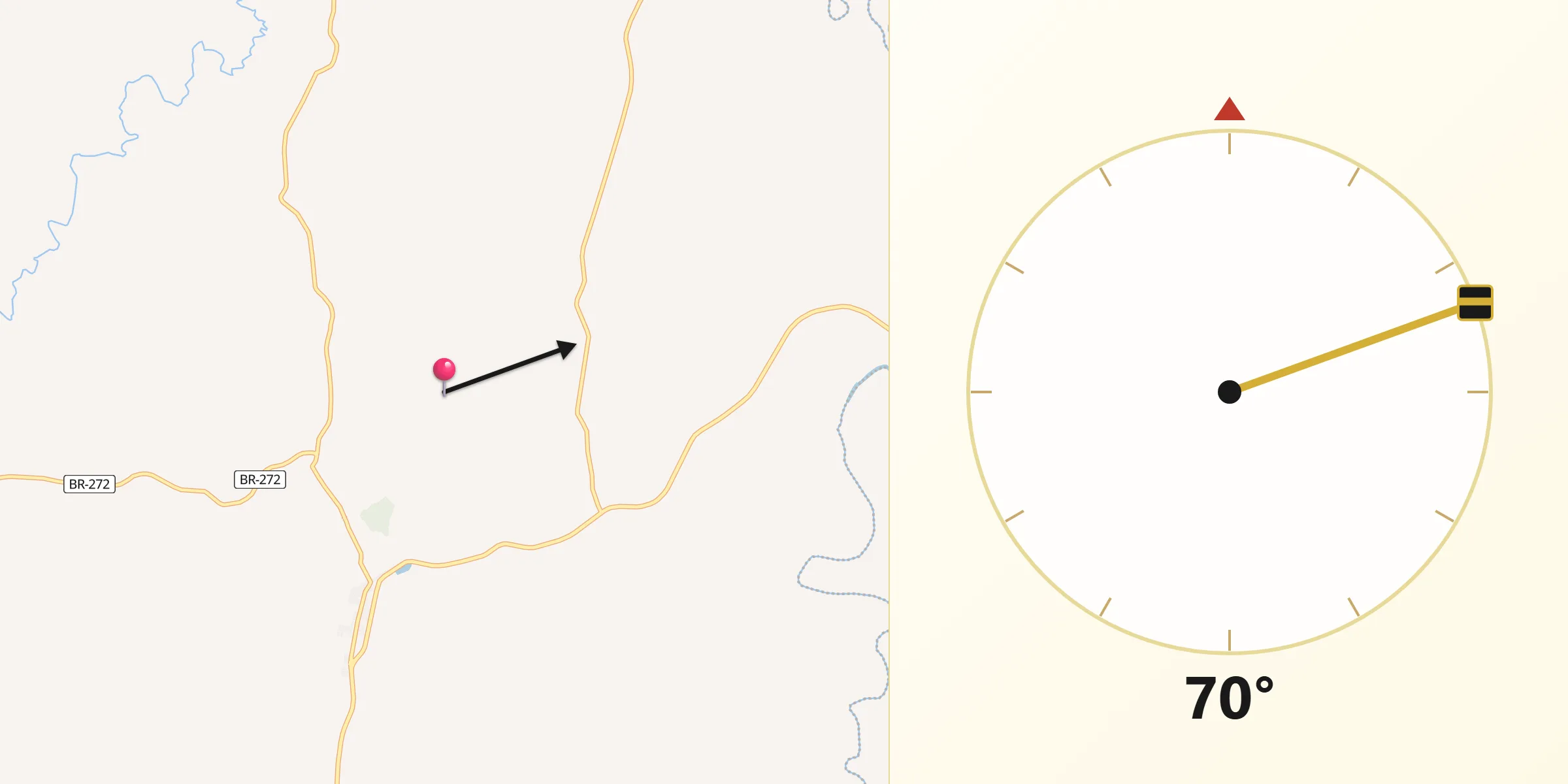 Direção da Qibla a partir de Santana do Itararé